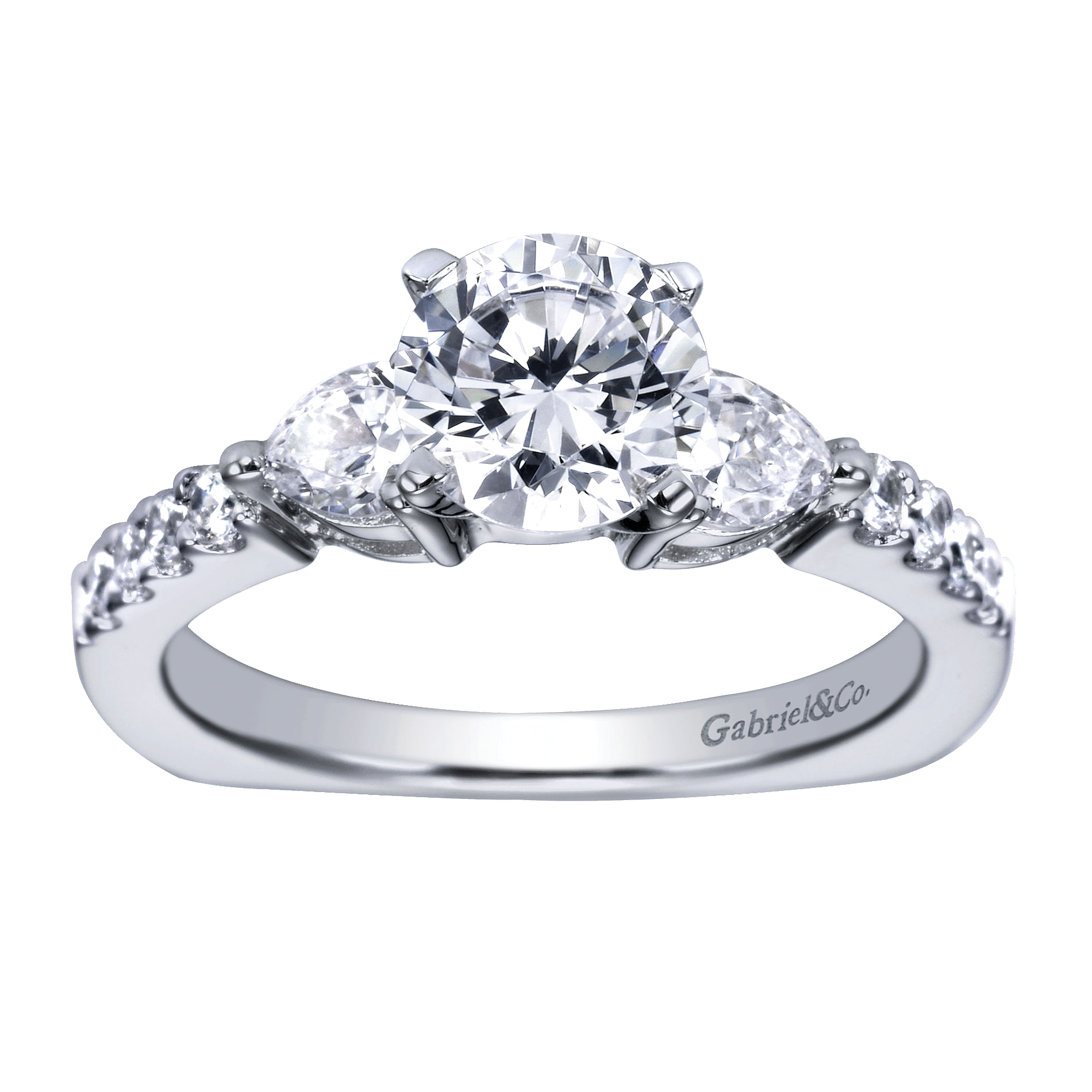 14k White Gold Diamond 3 Stones Engagement Ring angle 5 14k White Gold Diamond 3 Stones Engagement Ring angle 5