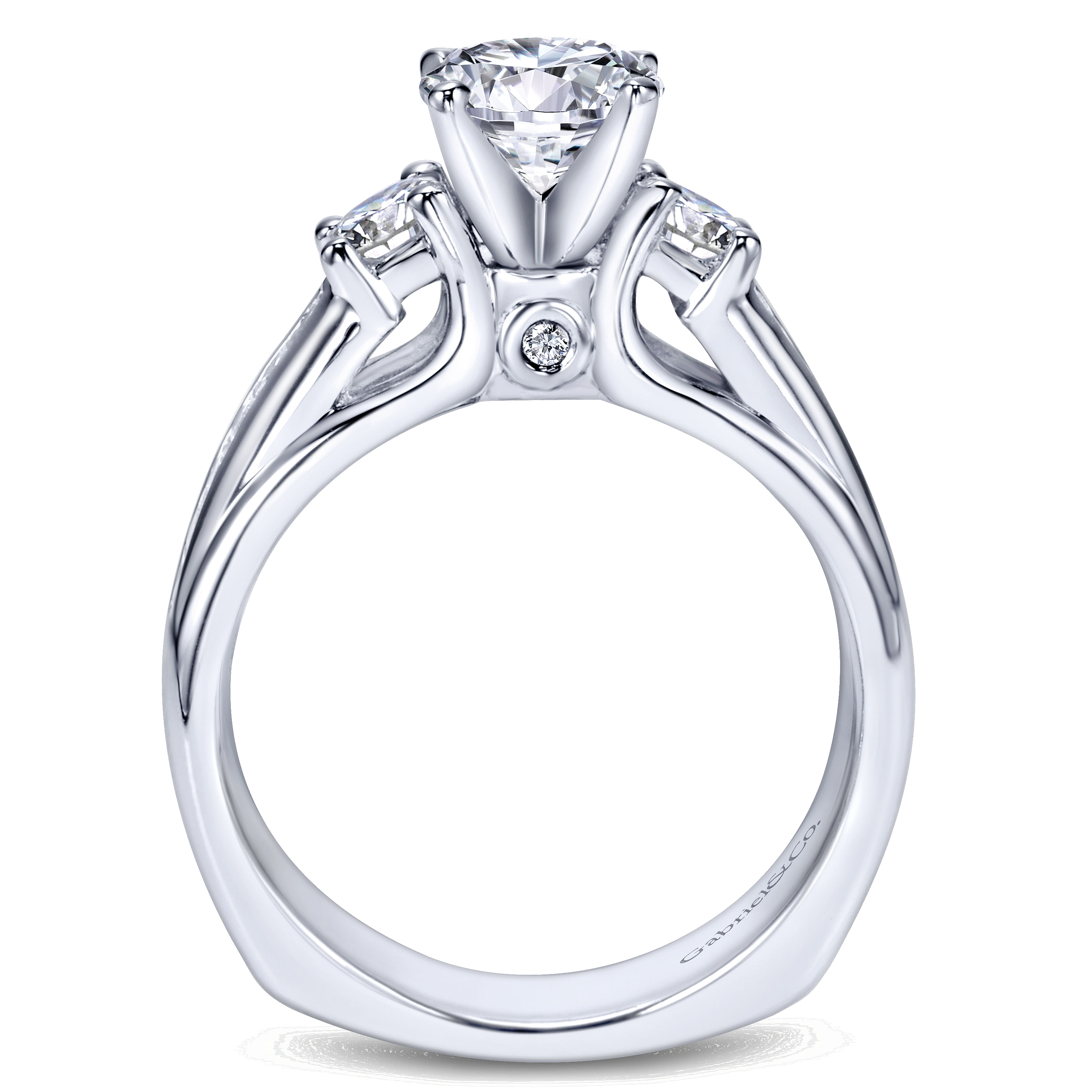 14k White Gold Diamond 3 Stones Engagement Ring angle 2 14k White Gold Diamond 3 Stones Engagement Ring angle 2