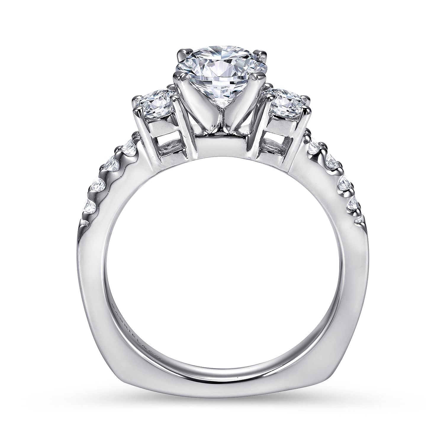 14k White Gold Diamond 3 Stones Engagement Ring angle 2 14k White Gold Diamond 3 Stones Engagement Ring angle 2