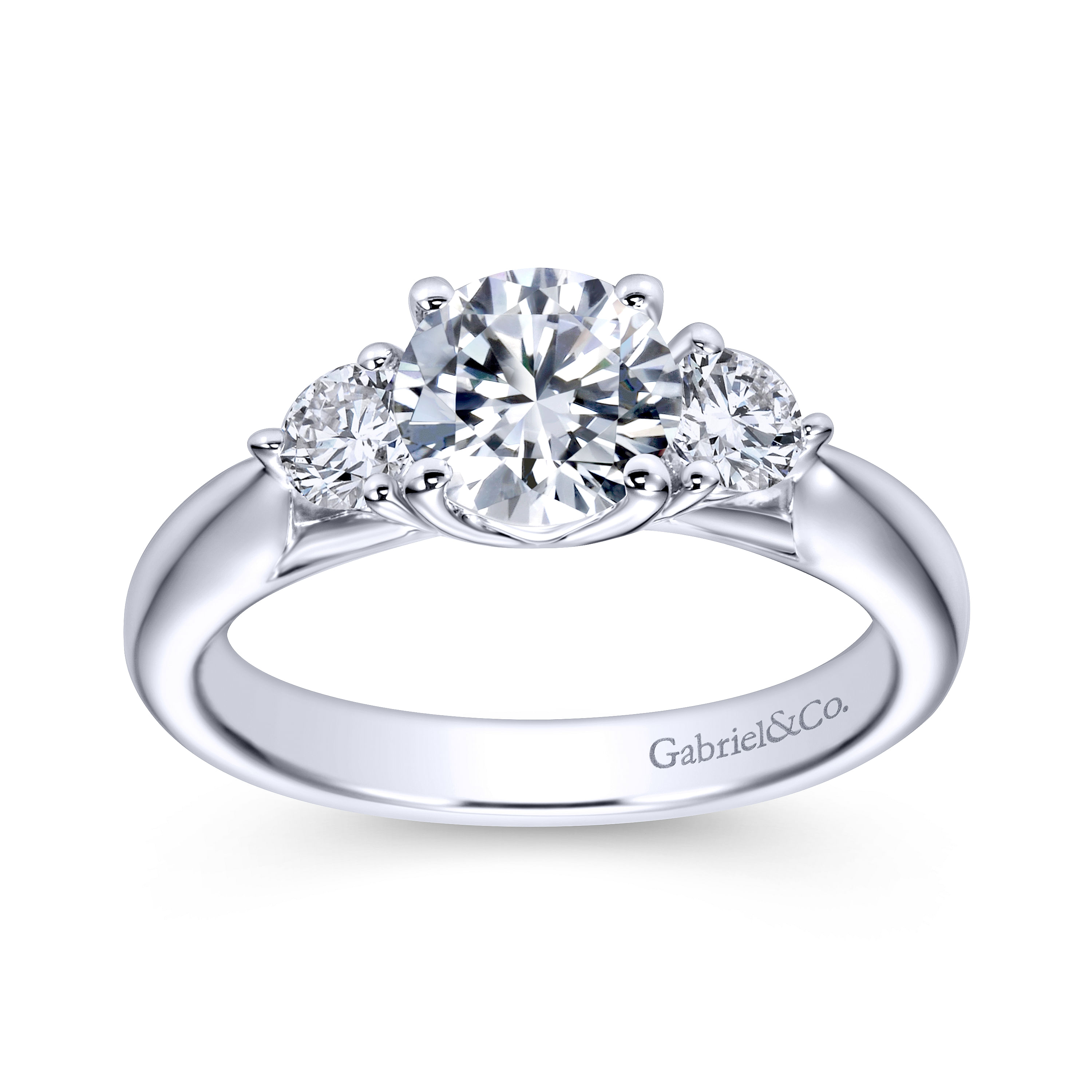 14k White Gold Diamond 3 Stones Engagement Ring angle 5 14k White Gold Diamond 3 Stones Engagement Ring angle 5