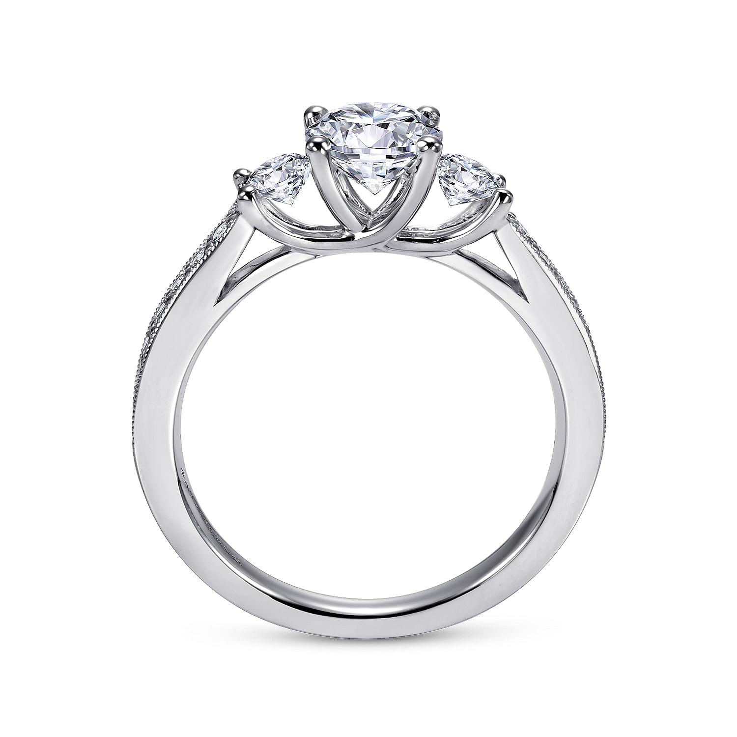 14k White Gold Diamond 3 Stones Engagement Ring angle 2 14k White Gold Diamond 3 Stones Engagement Ring angle 2