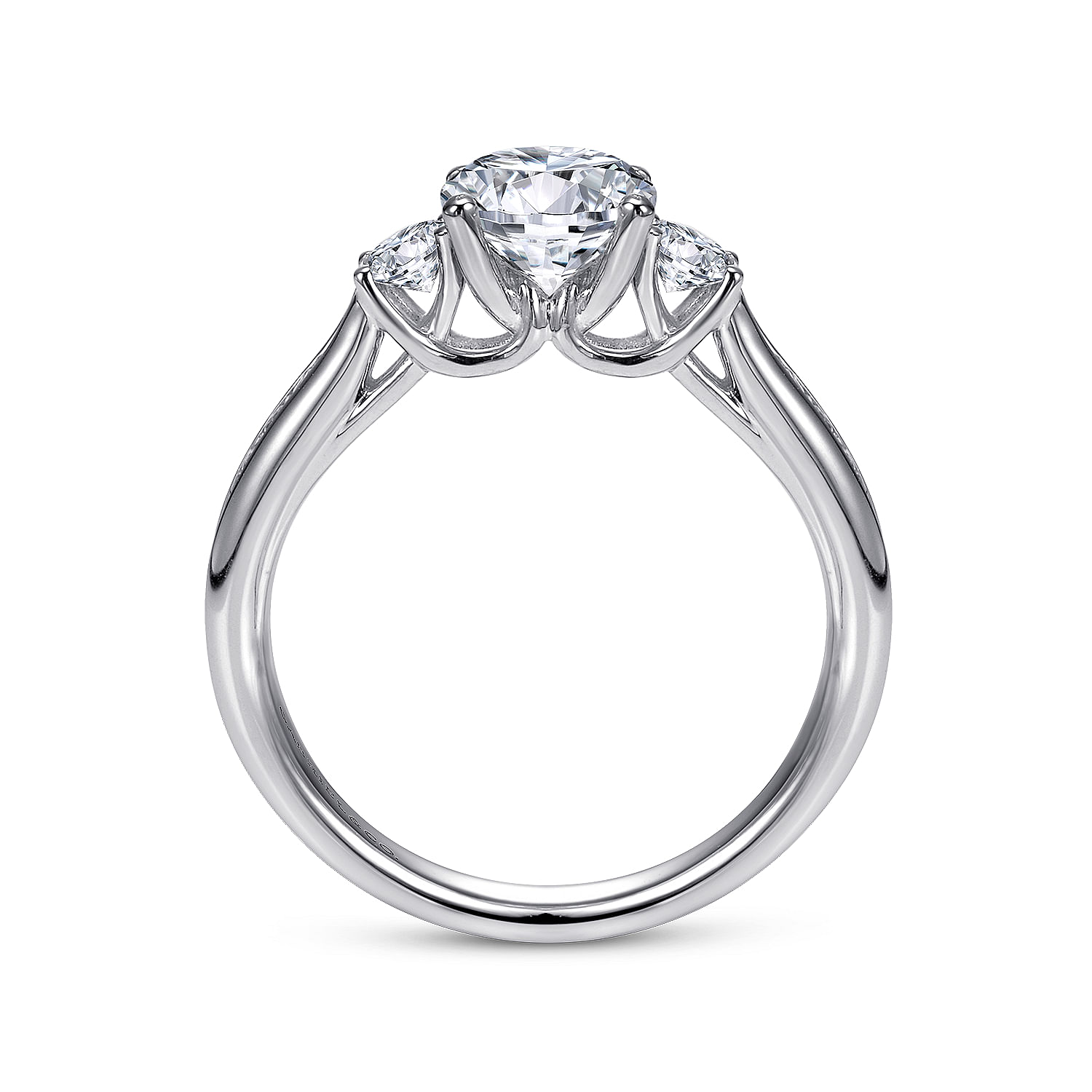 14k White Gold Diamond 3 Stones Engagement Ring angle 2 14k White Gold Diamond 3 Stones Engagement Ring angle 2