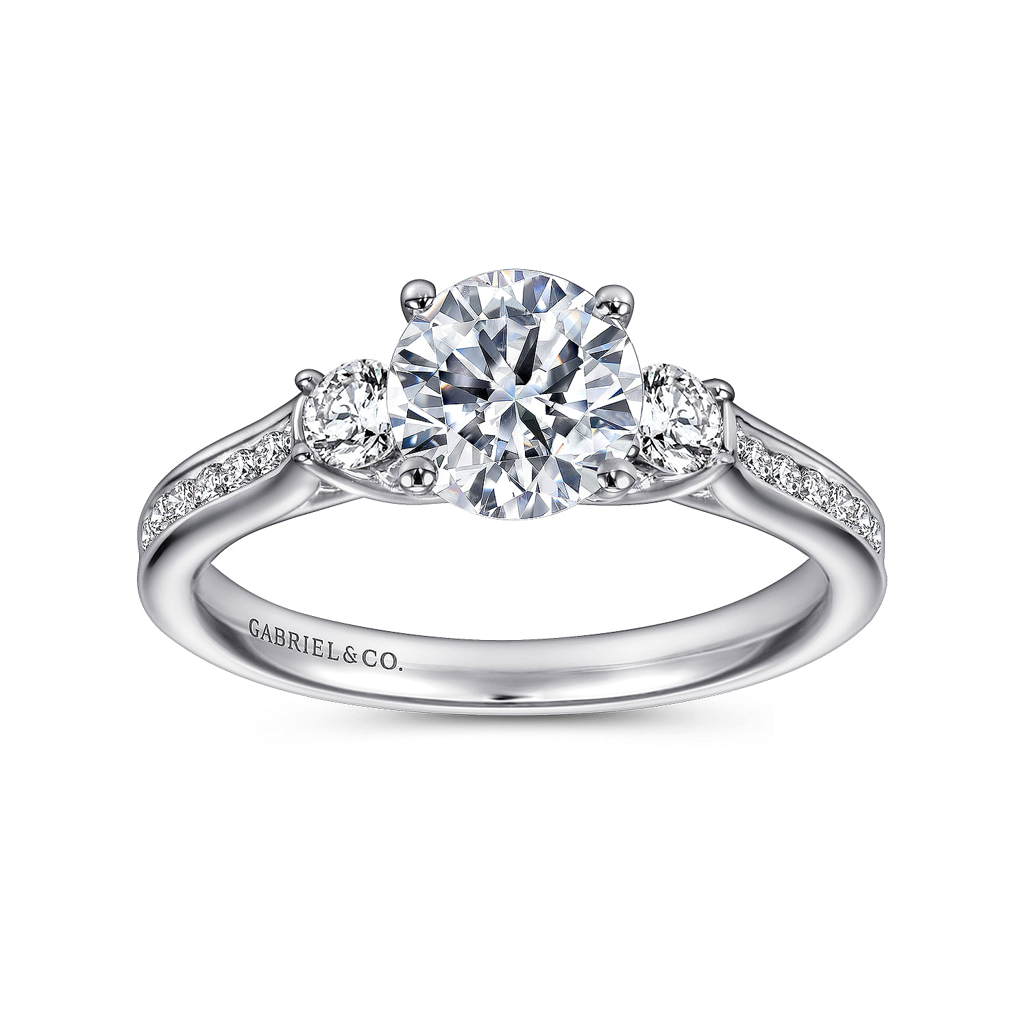 14k White Gold Diamond 3 Stones Engagement Ring angle 5 14k White Gold Diamond 3 Stones Engagement Ring angle 5
