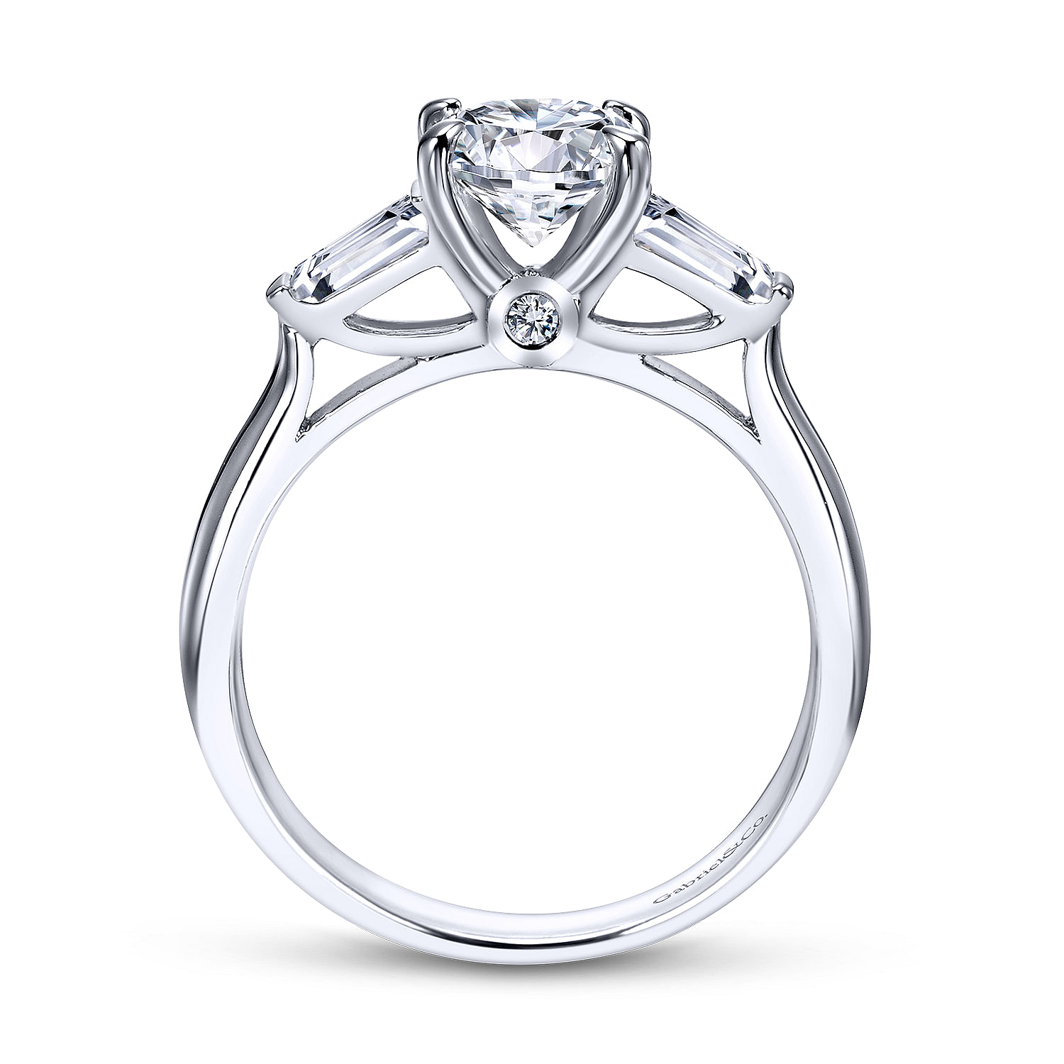14k White Gold Diamond 3 Stones Engagement Ring angle 2 14k White Gold Diamond 3 Stones Engagement Ring angle 2