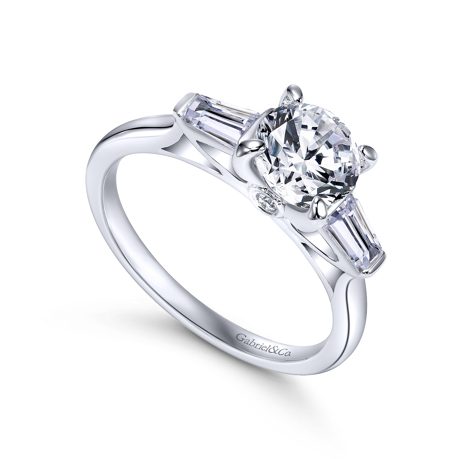 14k White Gold Diamond 3 Stones Engagement Ring angle 3 14k White Gold Diamond 3 Stones Engagement Ring angle 3