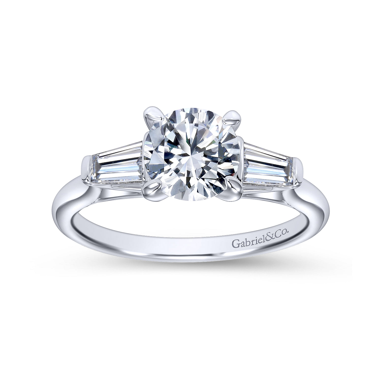14k White Gold Diamond 3 Stones Engagement Ring angle 5 14k White Gold Diamond 3 Stones Engagement Ring angle 5