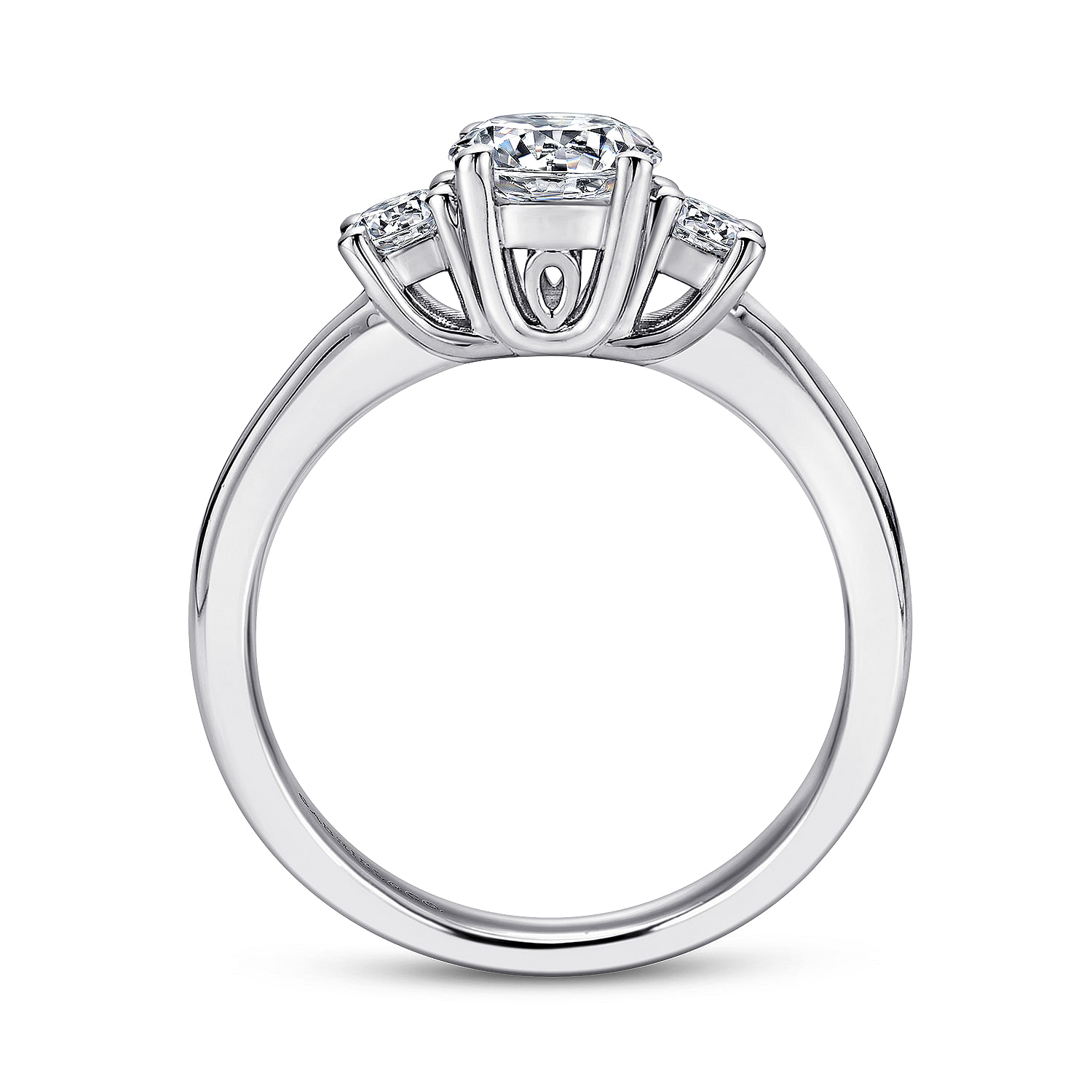 14k White Gold Diamond 3 Stones Engagement Ring angle 2 14k White Gold Diamond 3 Stones Engagement Ring angle 2
