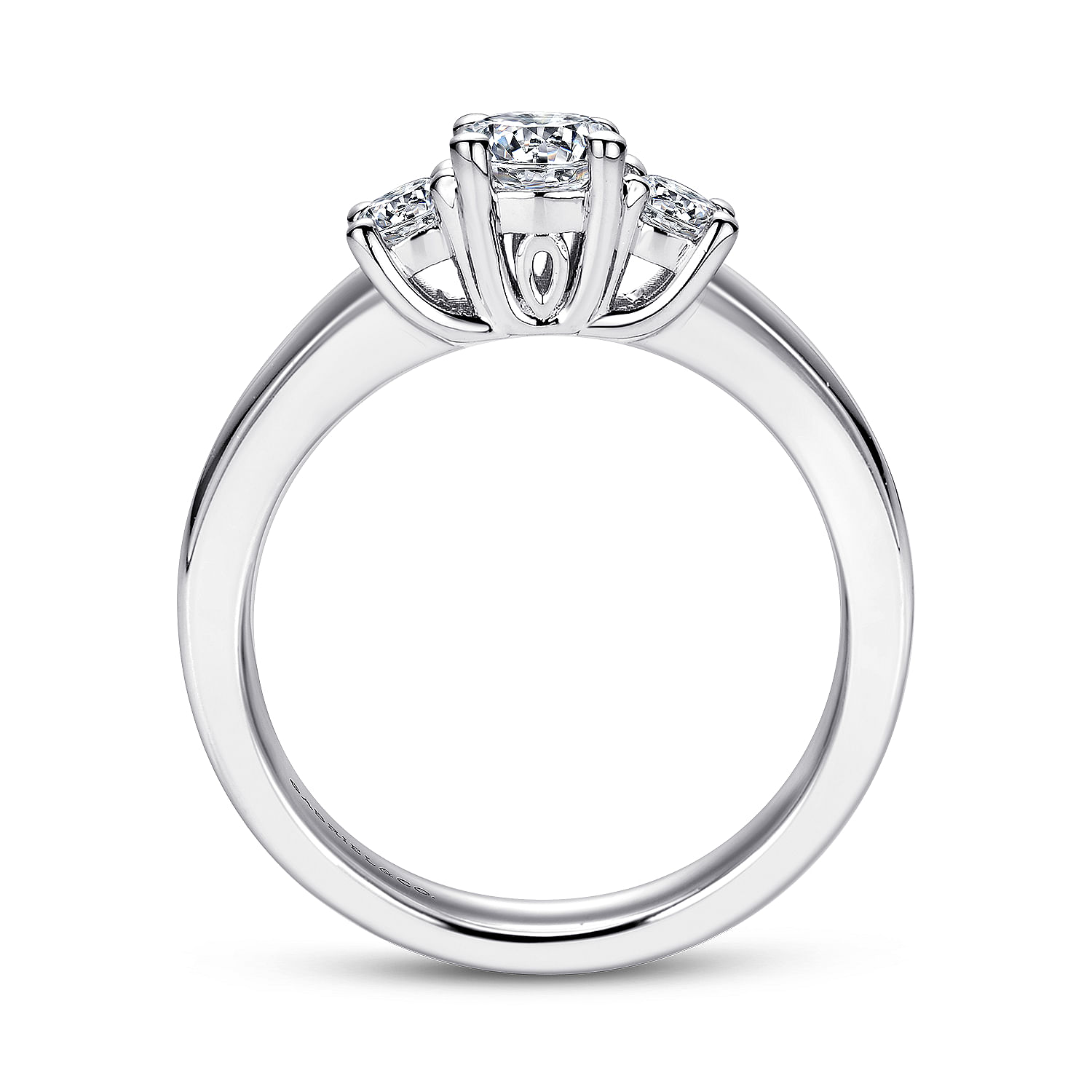 14k White Gold Diamond 3 Stones Engagement Ring angle 2 14k White Gold Diamond 3 Stones Engagement Ring angle 2