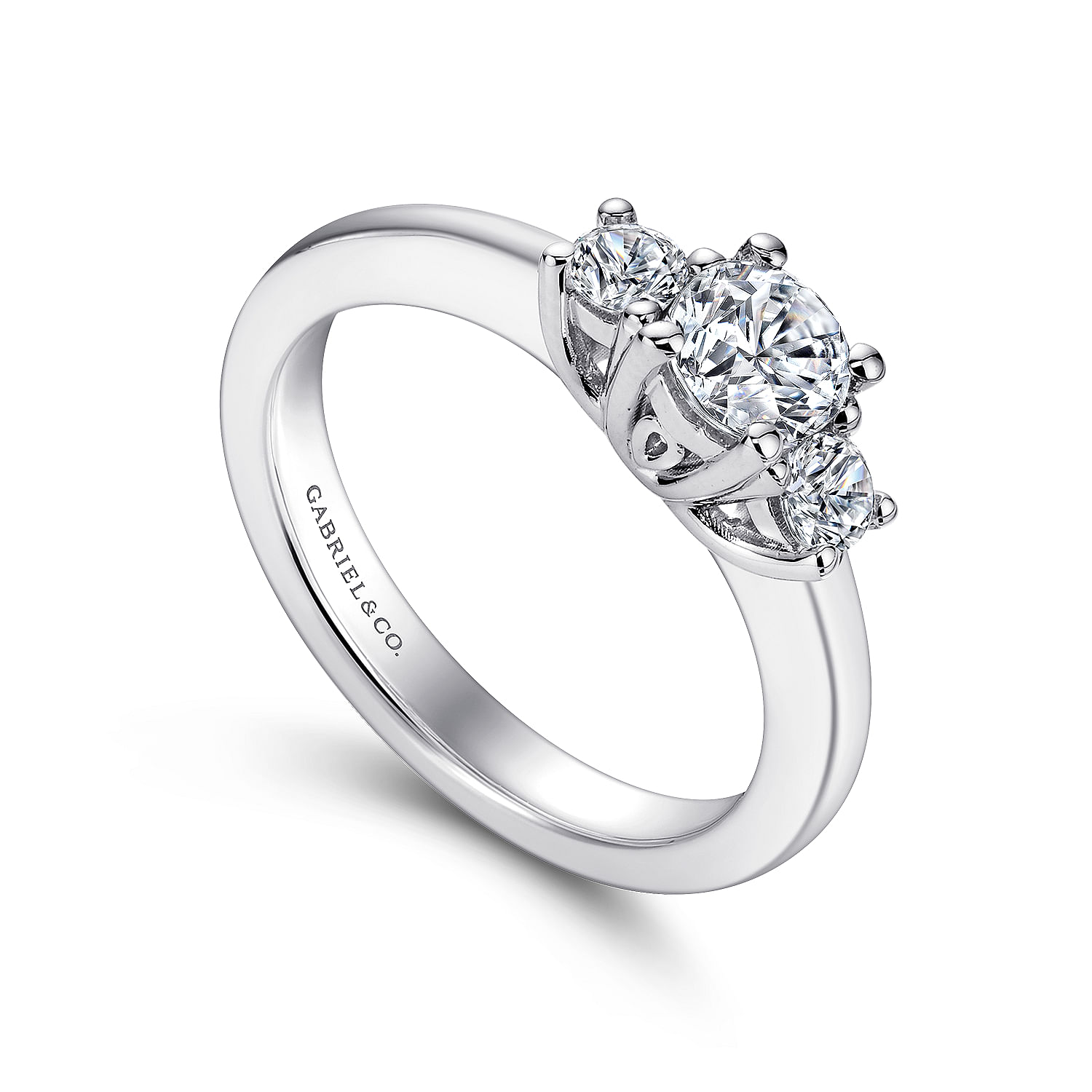 14k White Gold Diamond 3 Stones Engagement Ring angle 3 14k White Gold Diamond 3 Stones Engagement Ring angle 3