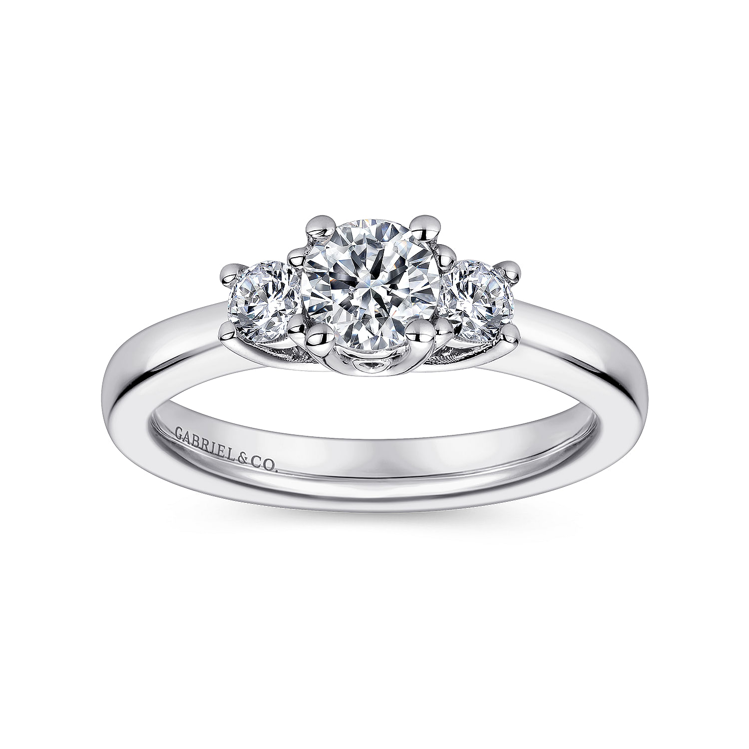 14k White Gold Diamond 3 Stones Engagement Ring angle 5 14k White Gold Diamond 3 Stones Engagement Ring angle 5