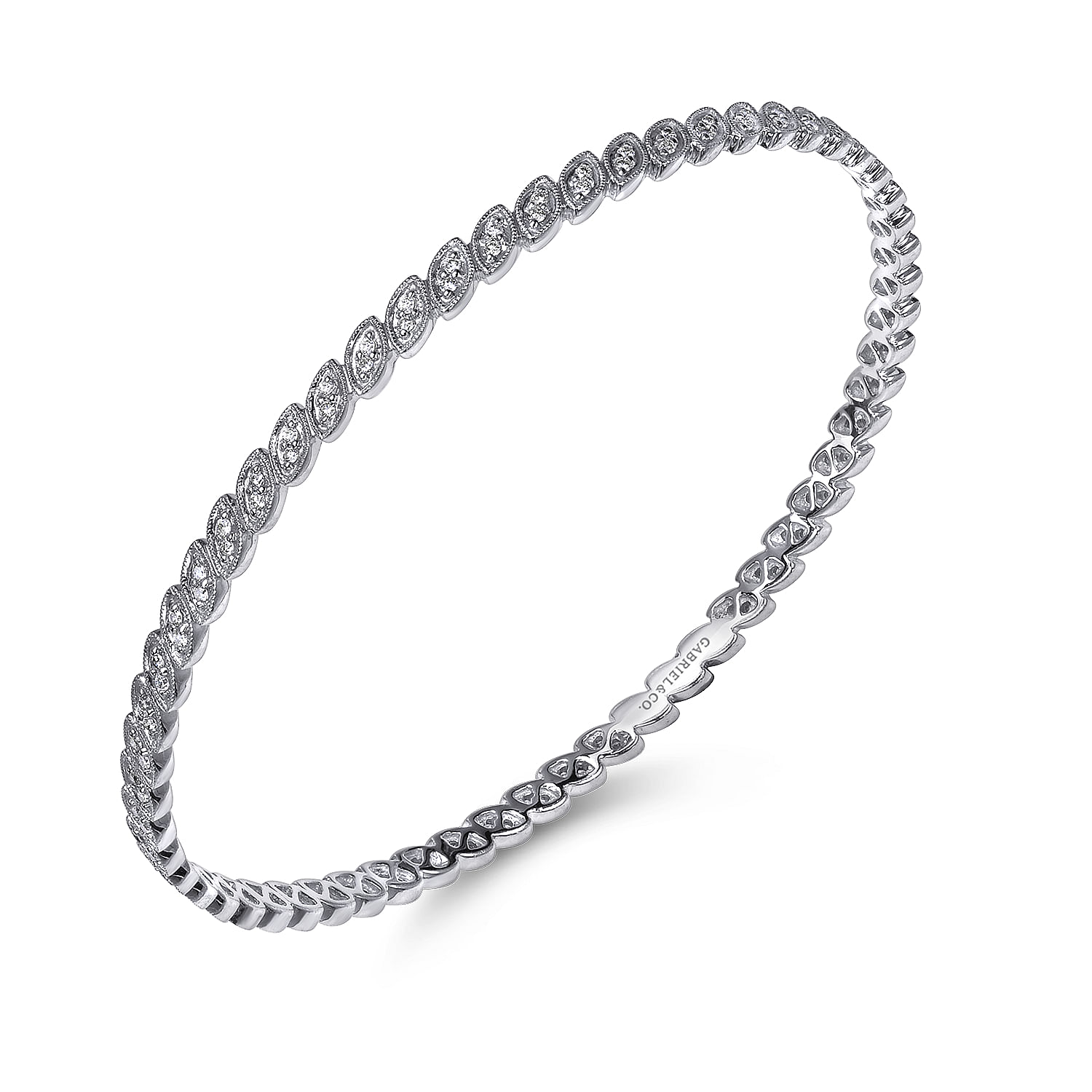 14k White Gold Diamond Bangle angle 2 14k White Gold Diamond Bangle angle 2