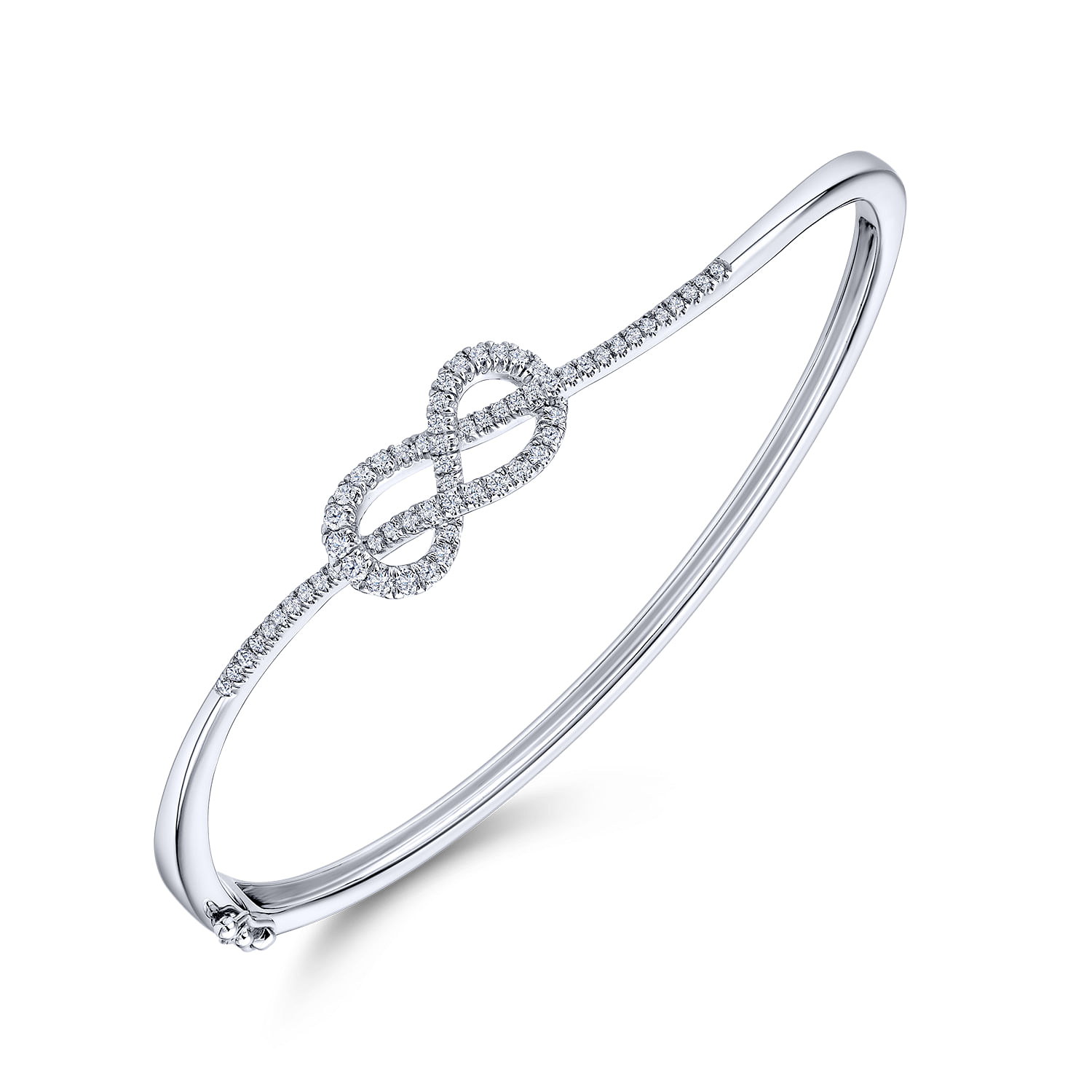 14k White Gold Diamond Bangle angle 2 14k White Gold Diamond Bangle angle 2