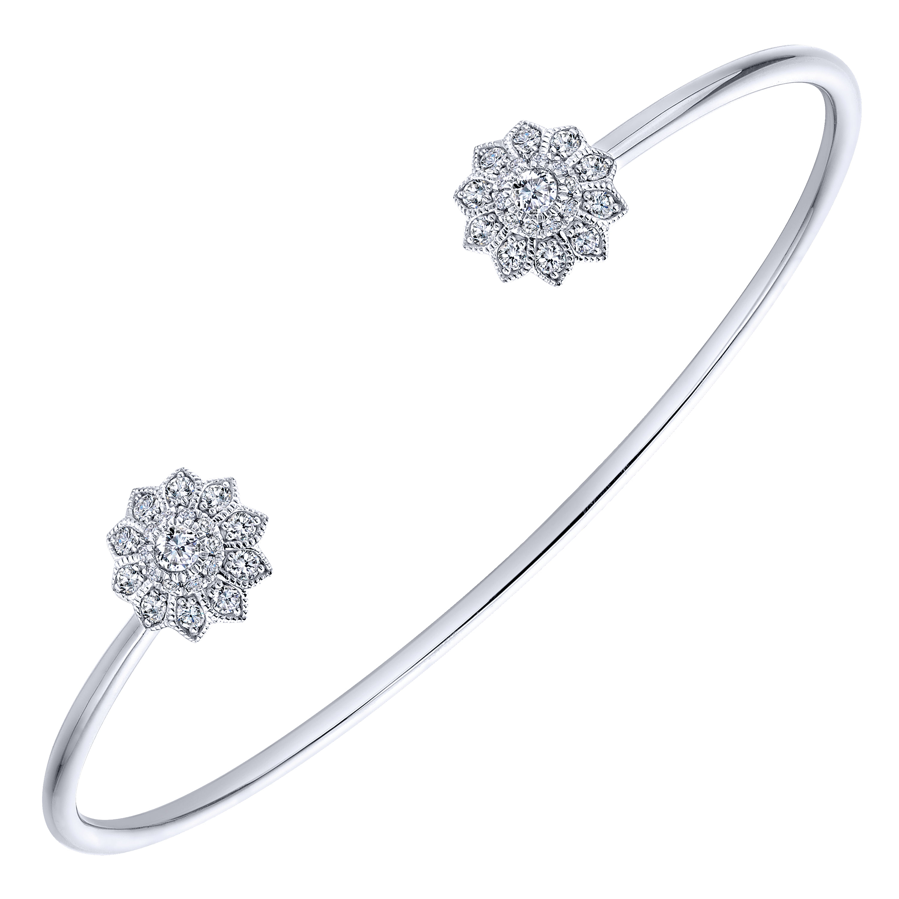 14k White Gold Diamond Bangle angle 2 14k White Gold Diamond Bangle angle 2