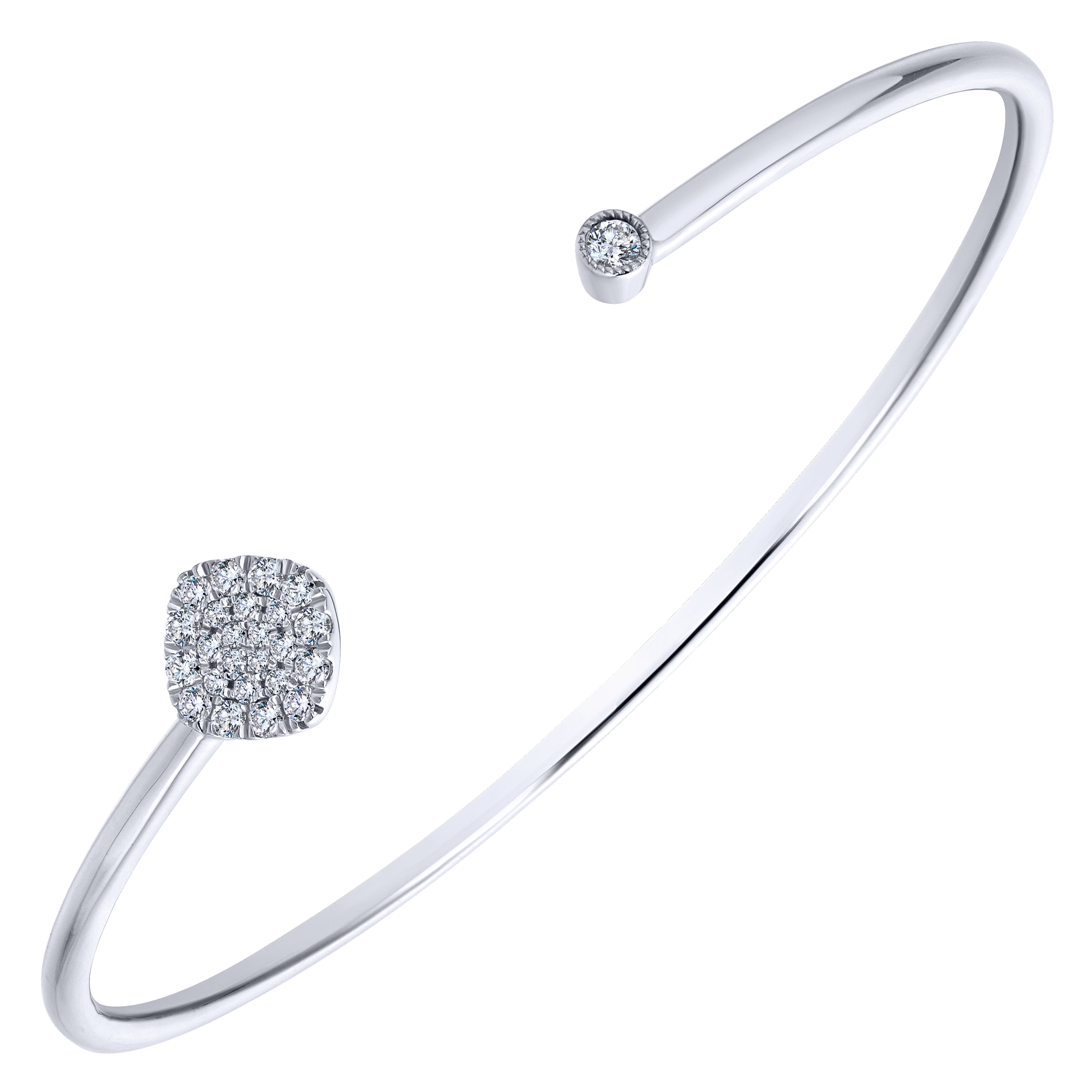 14k White Gold Diamond Bangle angle 2 14k White Gold Diamond Bangle angle 2