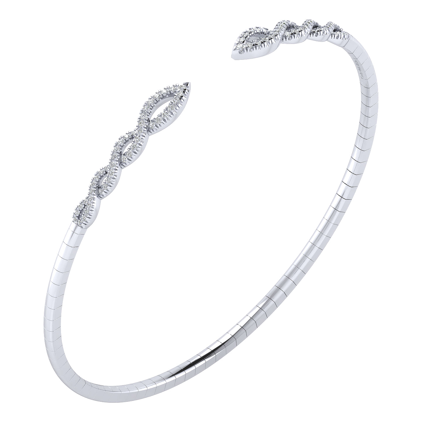 14k White Gold Diamond Bangle angle 2 14k White Gold Diamond Bangle angle 2
