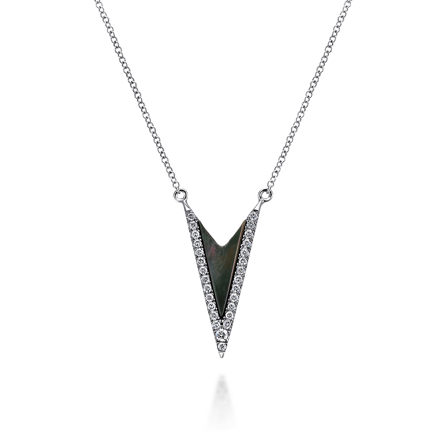 14k White Gold Diamond Black Mother Of Pearl Fashion 14k White Gold Diamond Black Mother Of Pearl Fashion