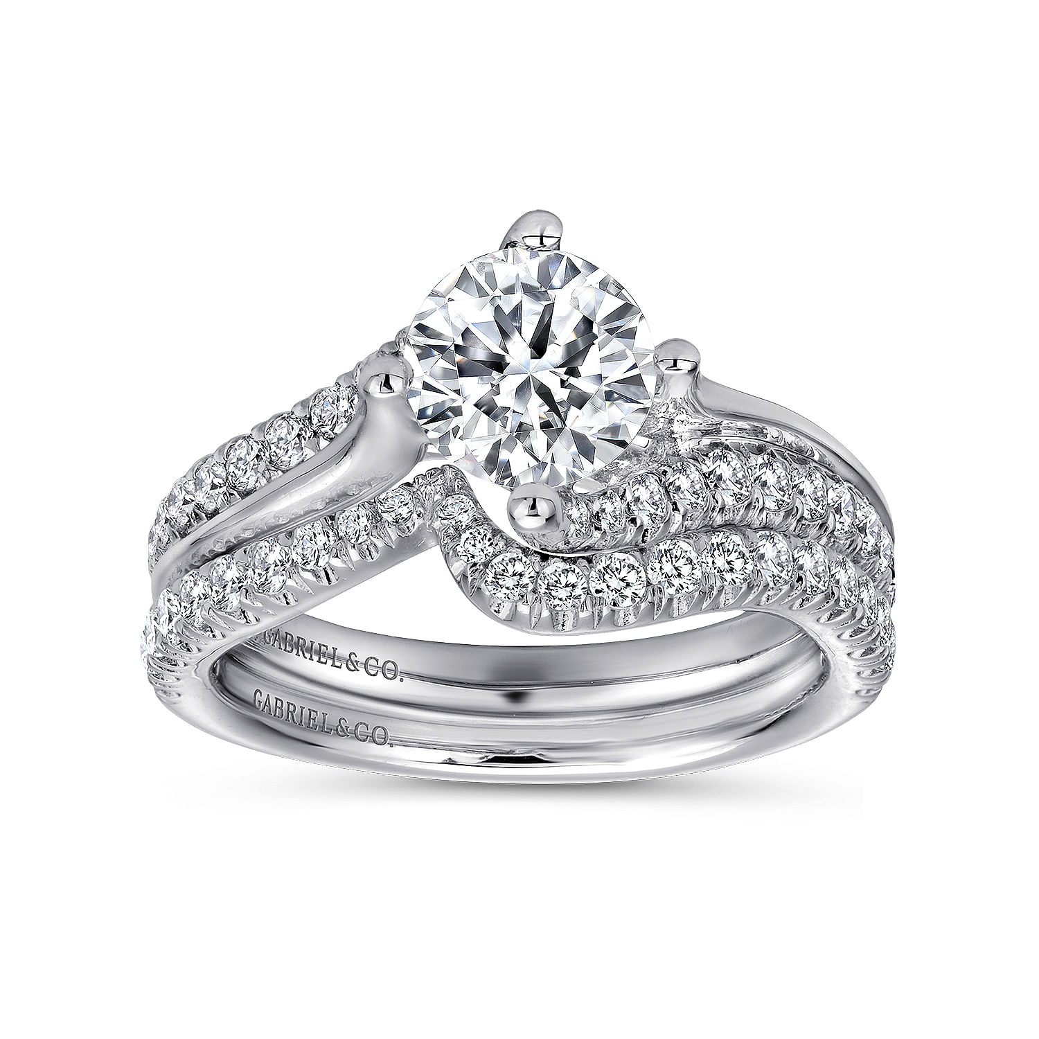 14k White Gold Diamond Bypass Engagement Ring angle 4 14k White Gold Diamond Bypass Engagement Ring angle 4