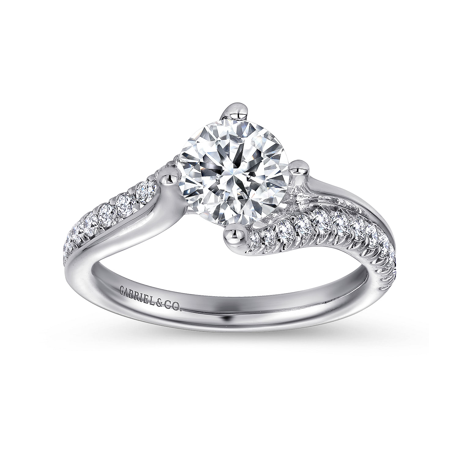 14k White Gold Diamond Bypass Engagement Ring angle 5 14k White Gold Diamond Bypass Engagement Ring angle 5