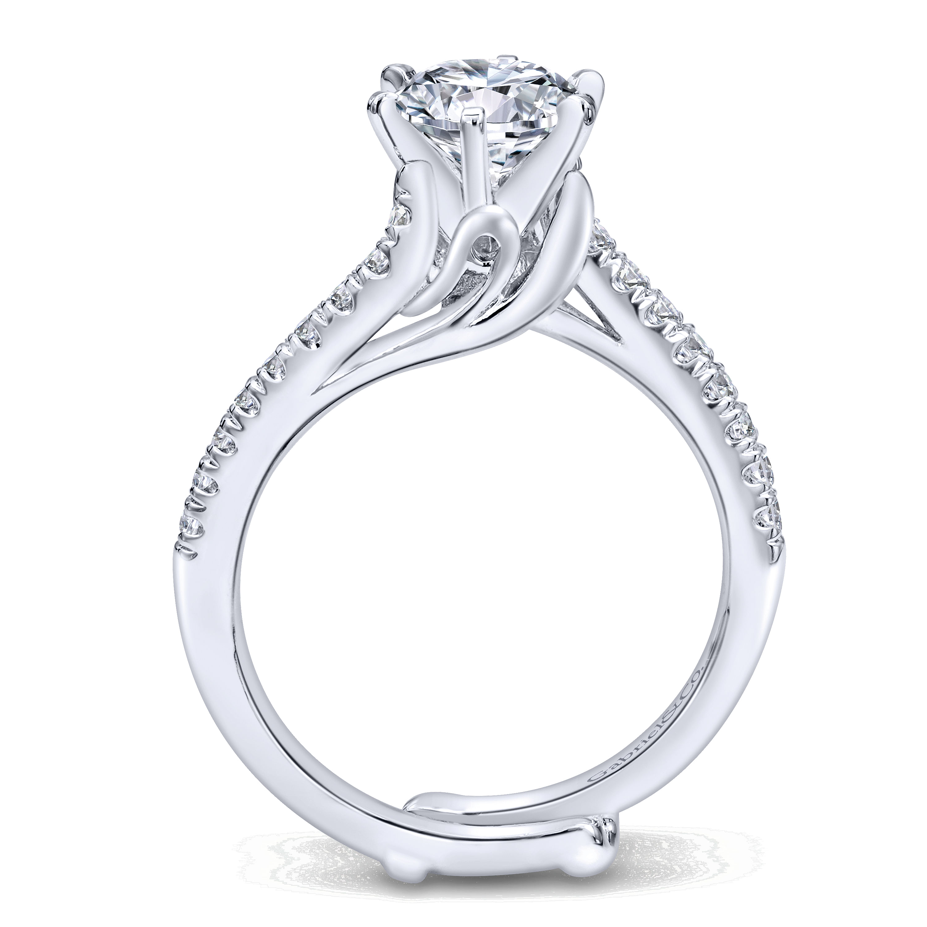 14k White Gold Diamond Bypass Engagement Ring angle 2 14k White Gold Diamond Bypass Engagement Ring angle 2