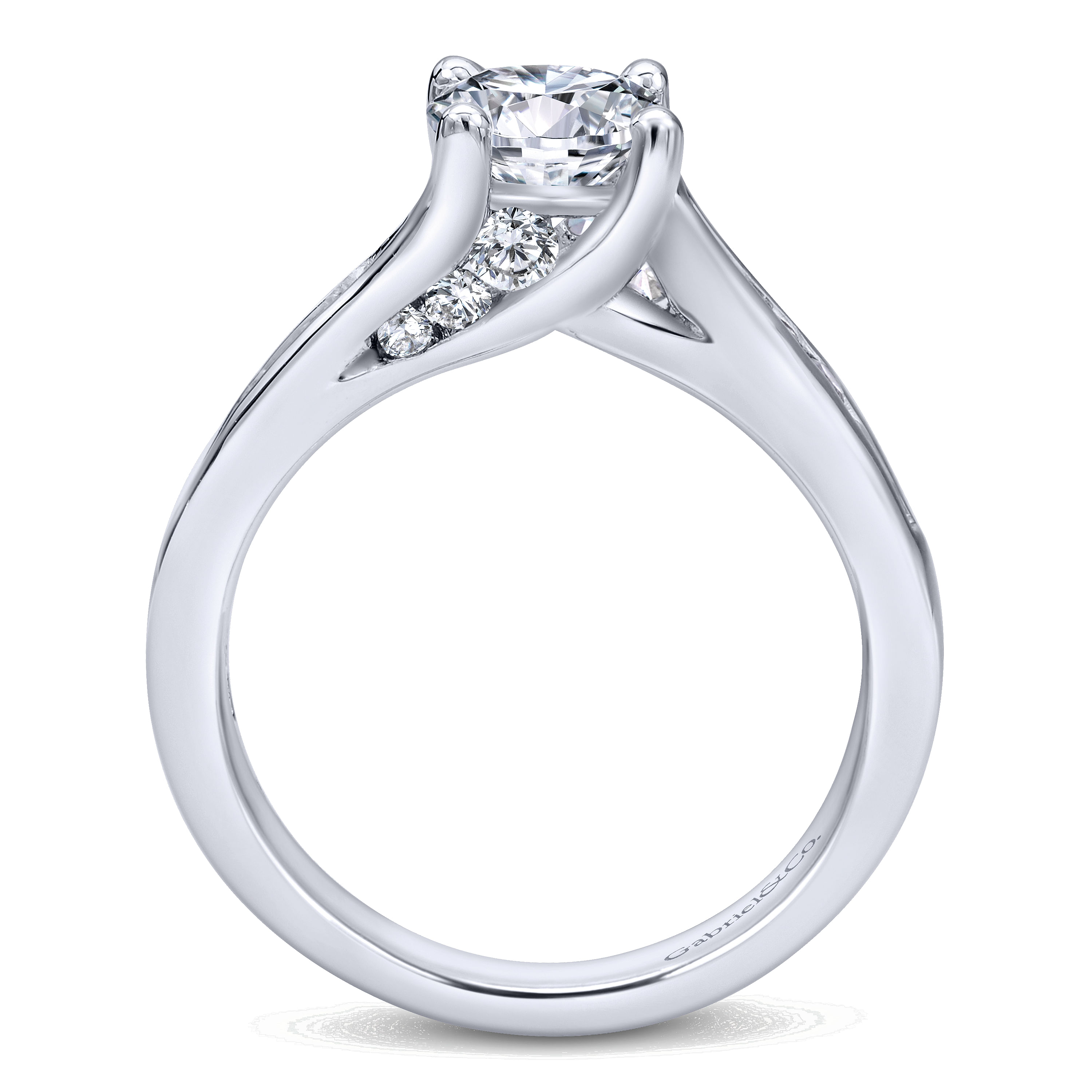 14k White Gold Diamond Bypass Engagement Ring angle 2 14k White Gold Diamond Bypass Engagement Ring angle 2