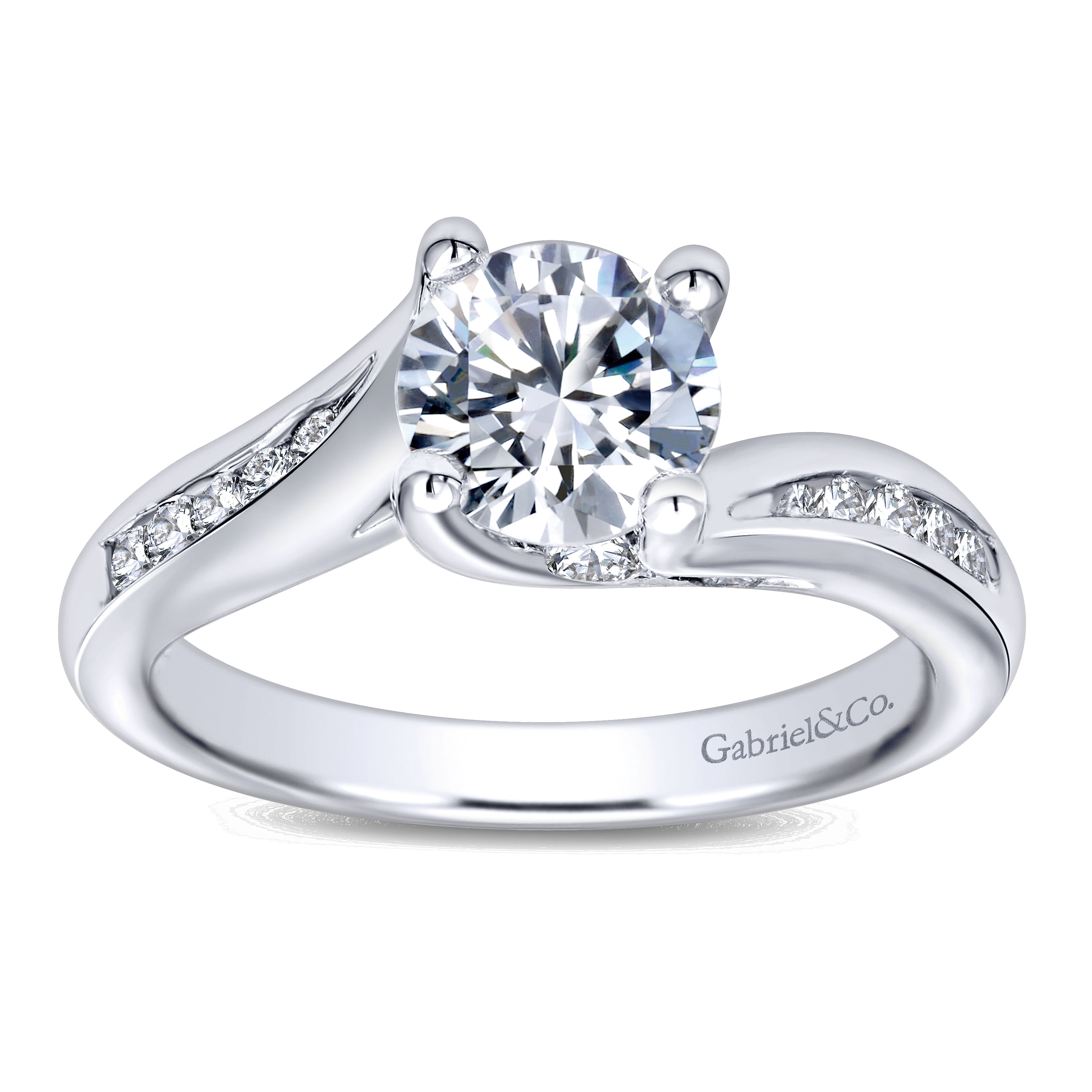 14k White Gold Diamond Bypass Engagement Ring angle 5 14k White Gold Diamond Bypass Engagement Ring angle 5