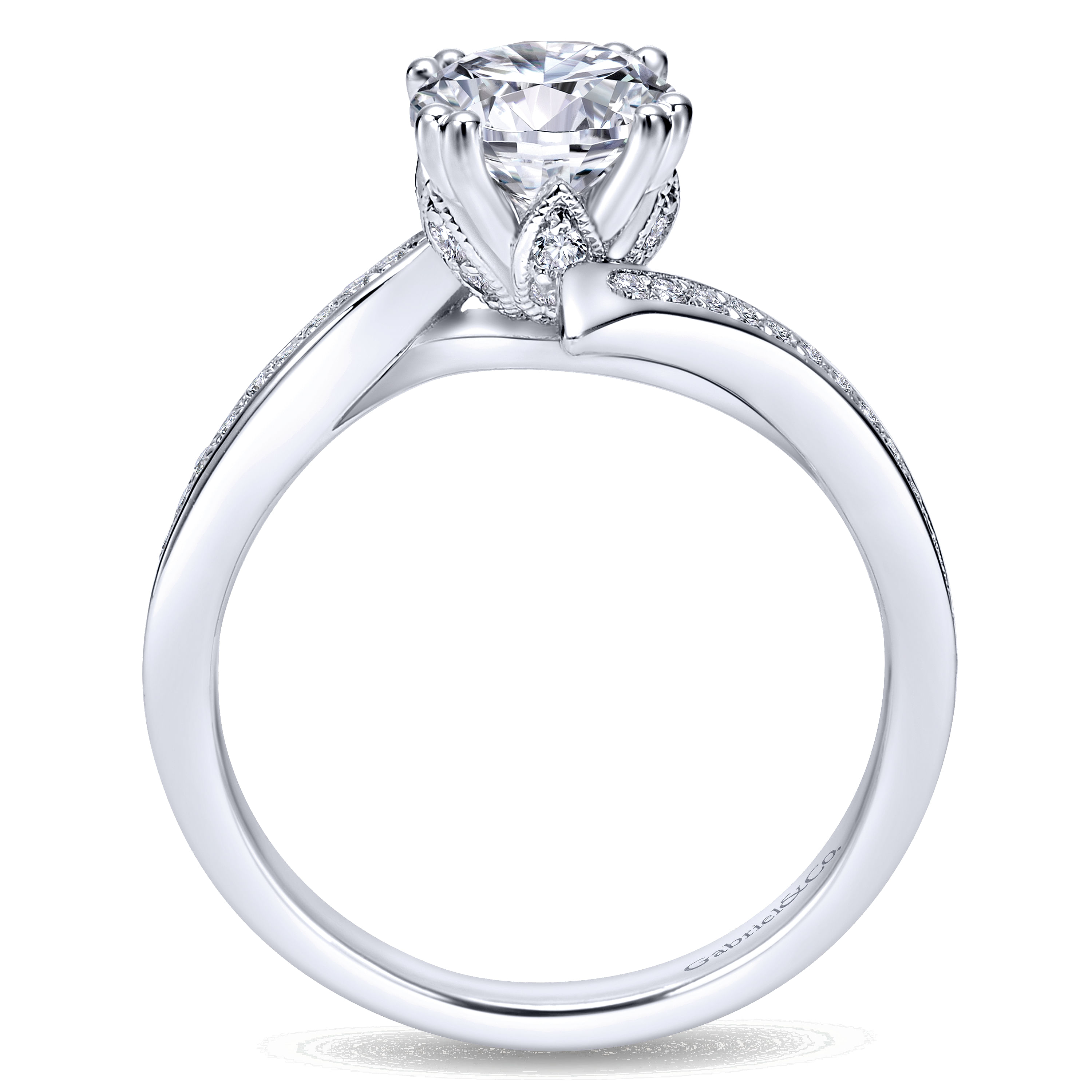 14k White Gold Diamond Bypass Engagement Ring angle 2 14k White Gold Diamond Bypass Engagement Ring angle 2