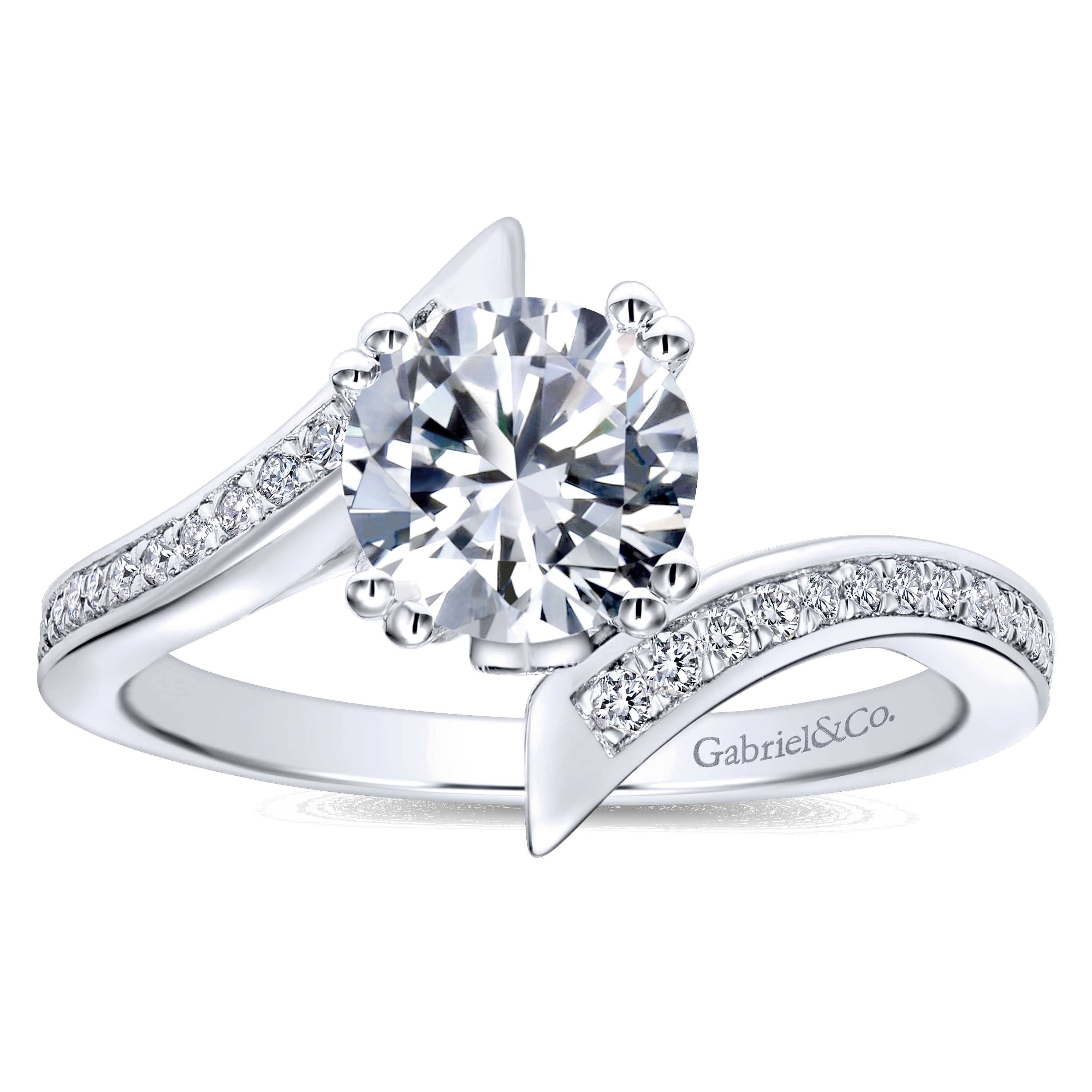 14k White Gold Diamond Bypass Engagement Ring angle 5 14k White Gold Diamond Bypass Engagement Ring angle 5