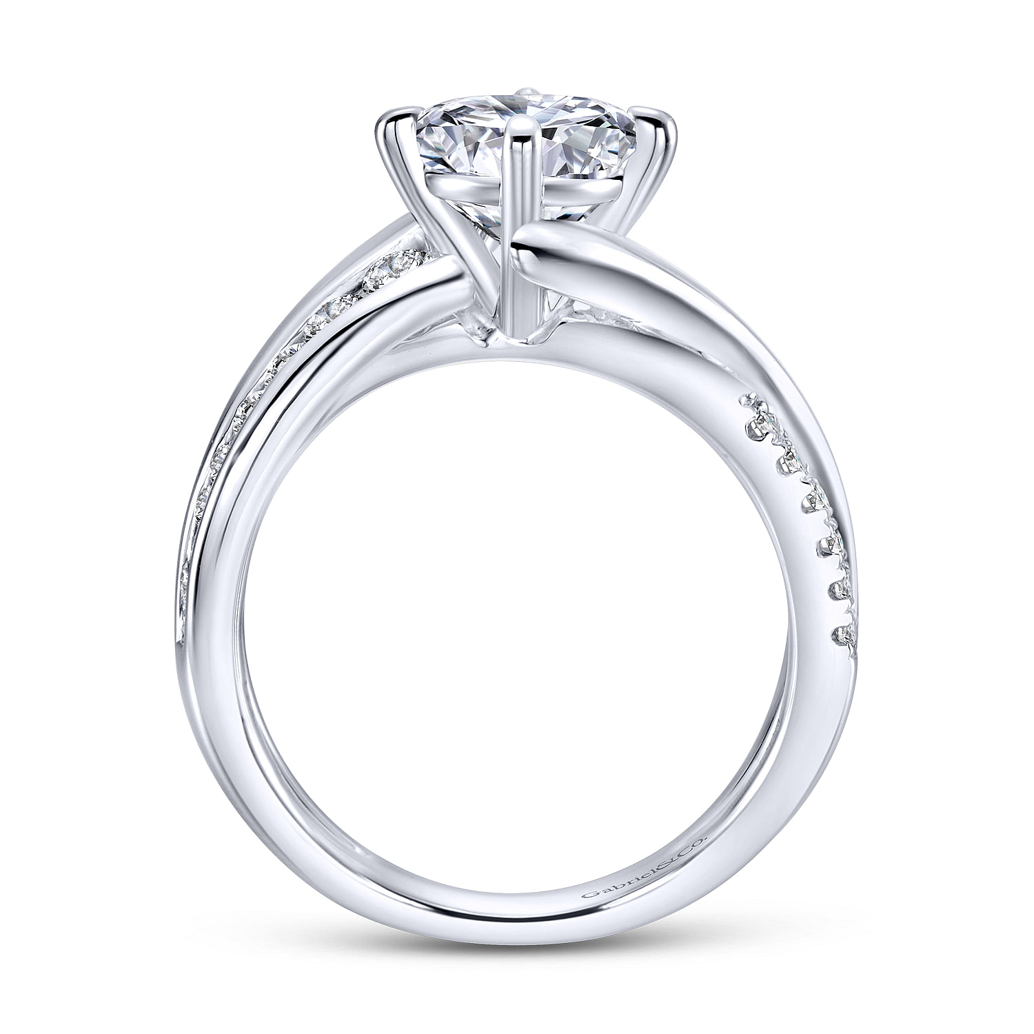 14k White Gold Diamond Bypass Engagement Ring angle 2 14k White Gold Diamond Bypass Engagement Ring angle 2