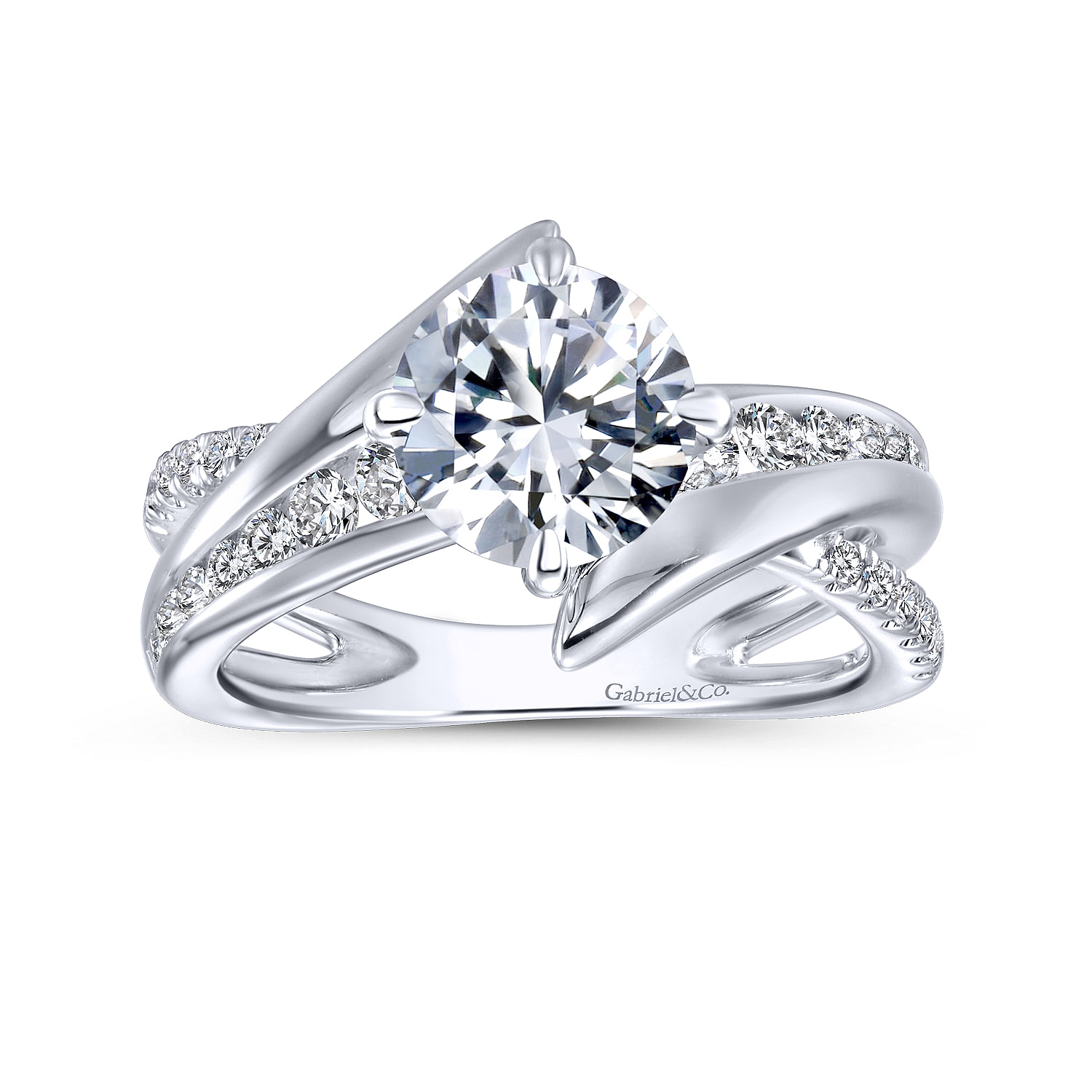 14k White Gold Diamond Bypass Engagement Ring angle 5 14k White Gold Diamond Bypass Engagement Ring angle 5