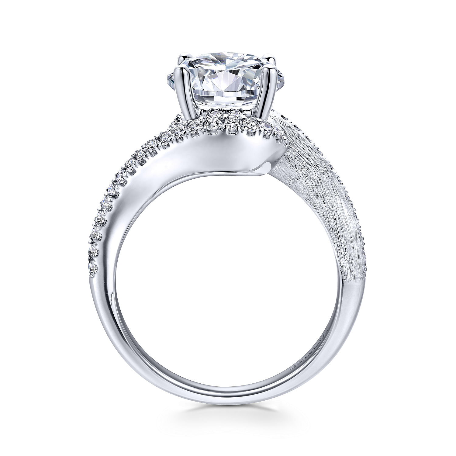 14k White Gold Diamond Bypass Engagement Ring angle 2 14k White Gold Diamond Bypass Engagement Ring angle 2
