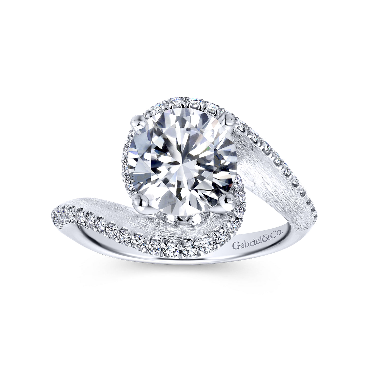 14k White Gold Diamond Bypass Engagement Ring angle 5 14k White Gold Diamond Bypass Engagement Ring angle 5