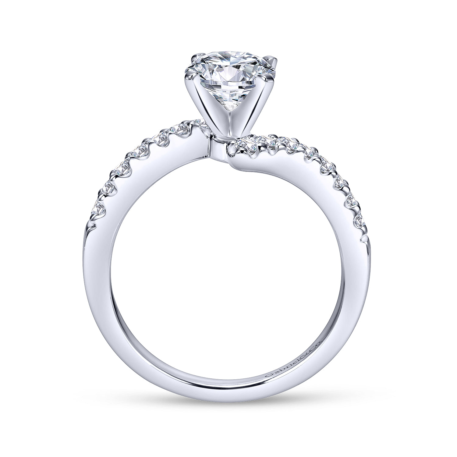 14k White Gold Diamond Bypass Engagement Ring angle 2 14k White Gold Diamond Bypass Engagement Ring angle 2