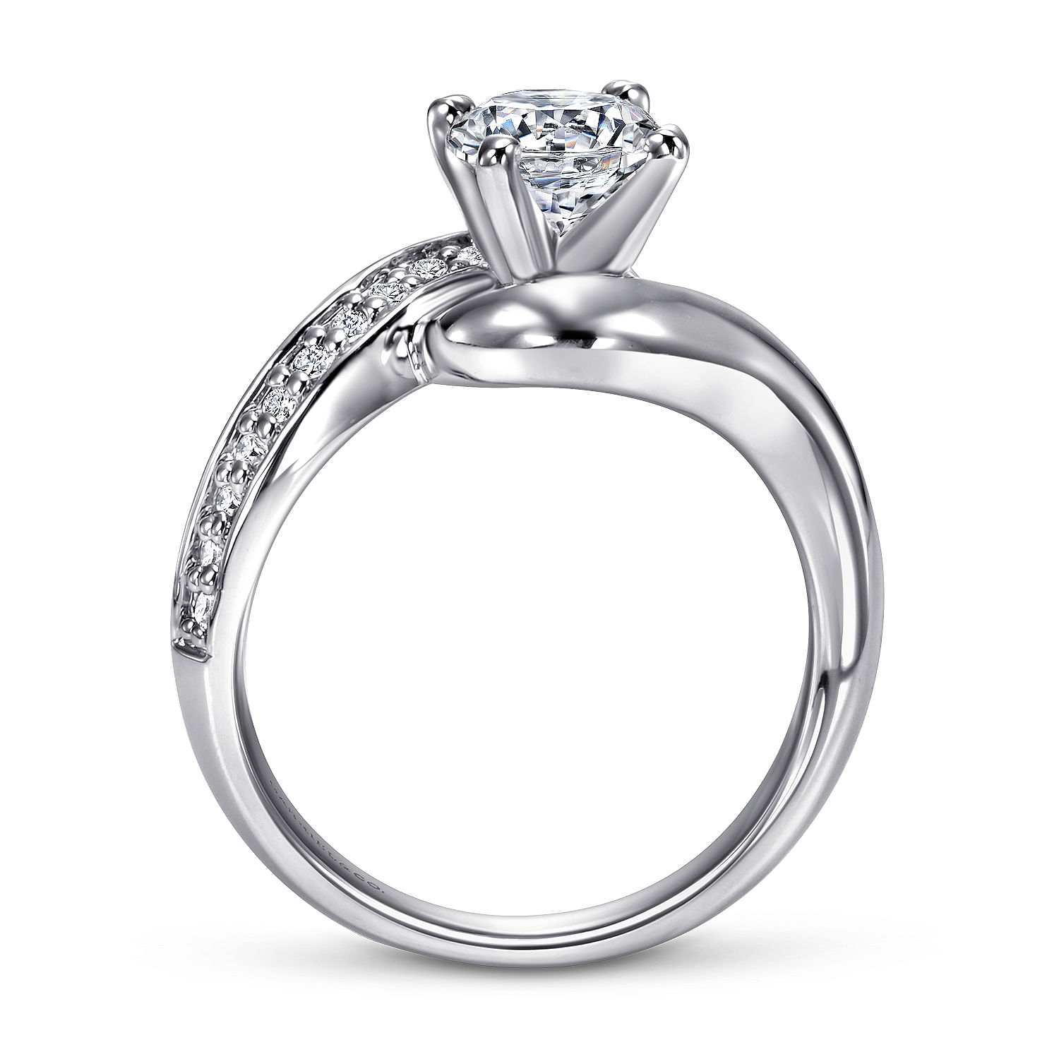 14k White Gold Diamond Bypass Engagement Ring angle 2 14k White Gold Diamond Bypass Engagement Ring angle 2