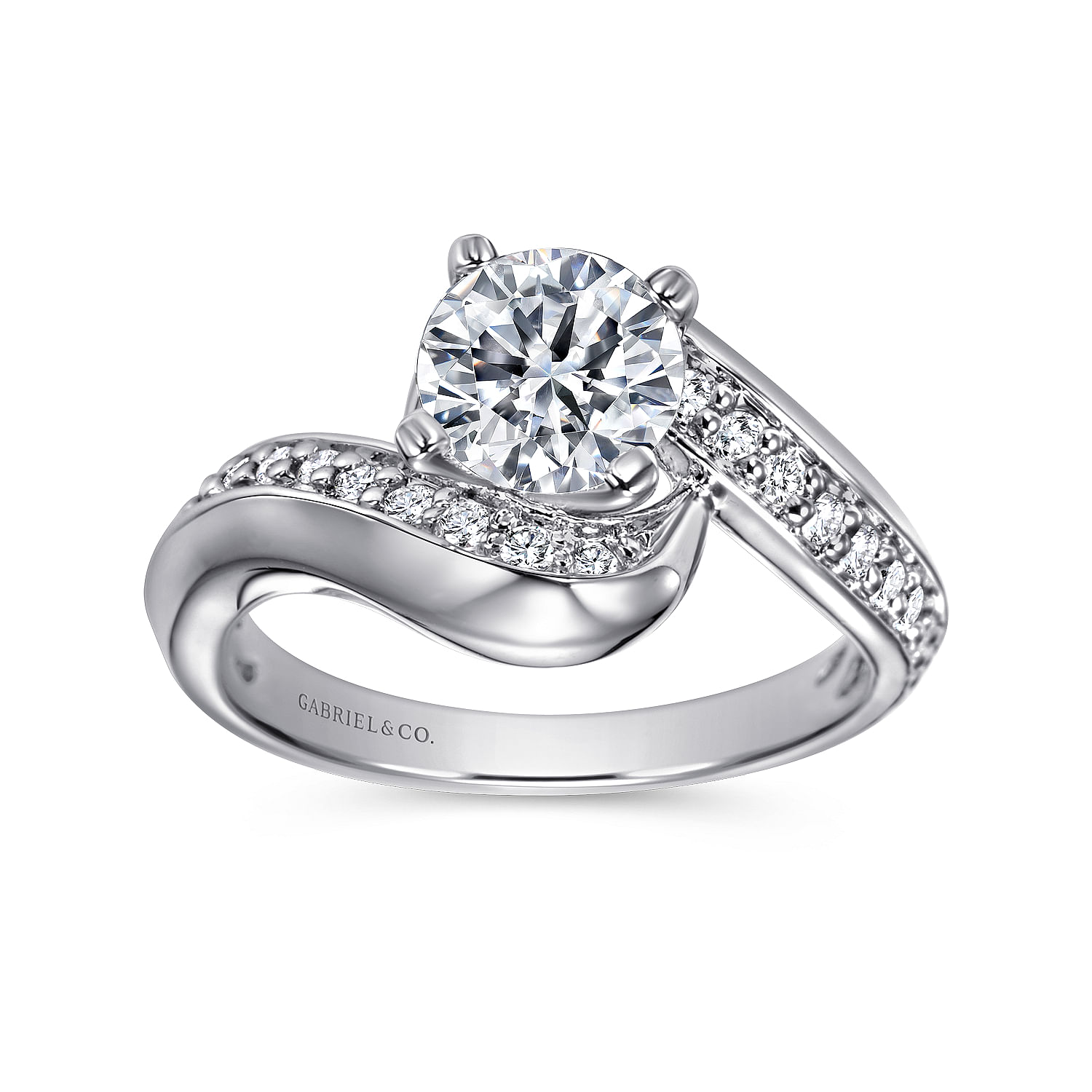 14k White Gold Diamond Bypass Engagement Ring angle 5 14k White Gold Diamond Bypass Engagement Ring angle 5