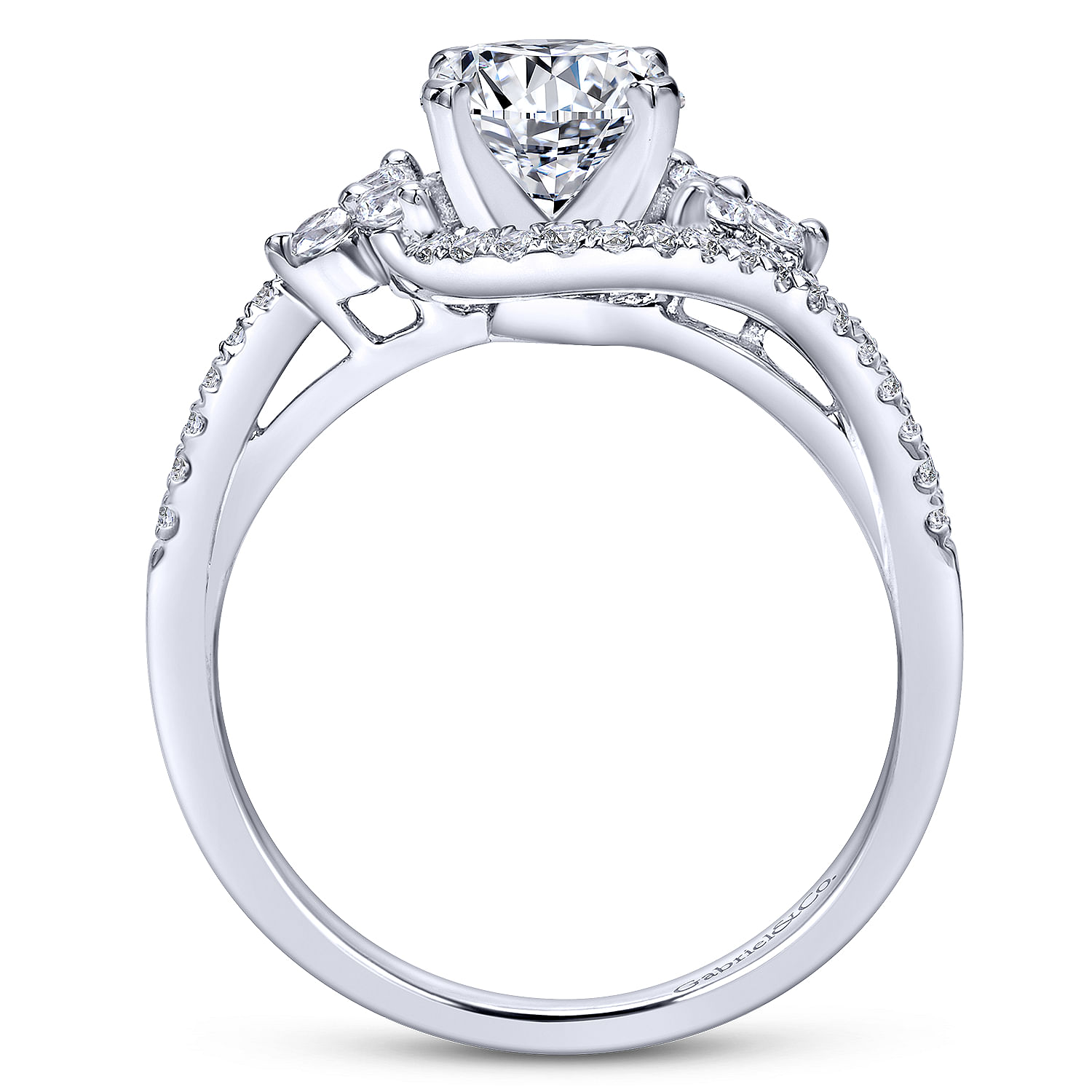 14k White Gold Diamond Bypass Engagement Ring angle 2 14k White Gold Diamond Bypass Engagement Ring angle 2