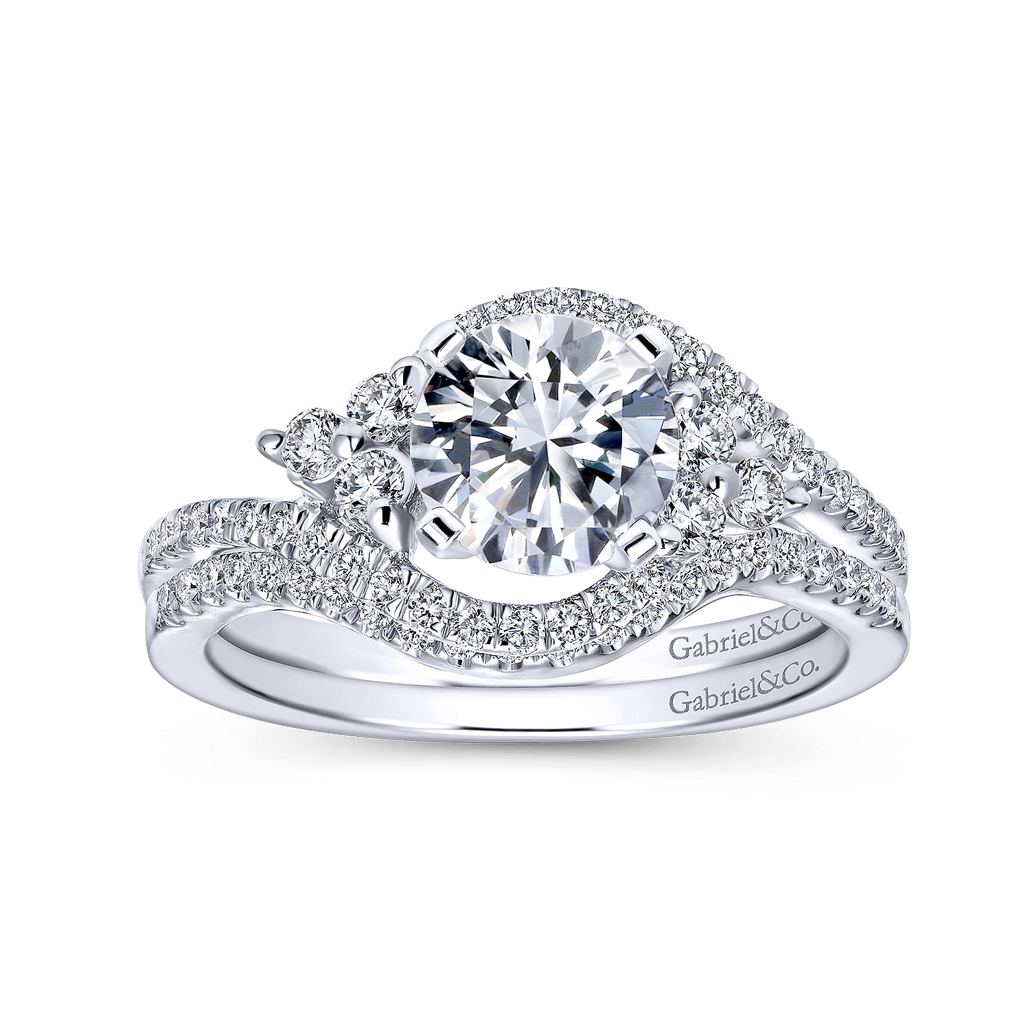 14k White Gold Diamond Bypass Engagement Ring angle 4 14k White Gold Diamond Bypass Engagement Ring angle 4