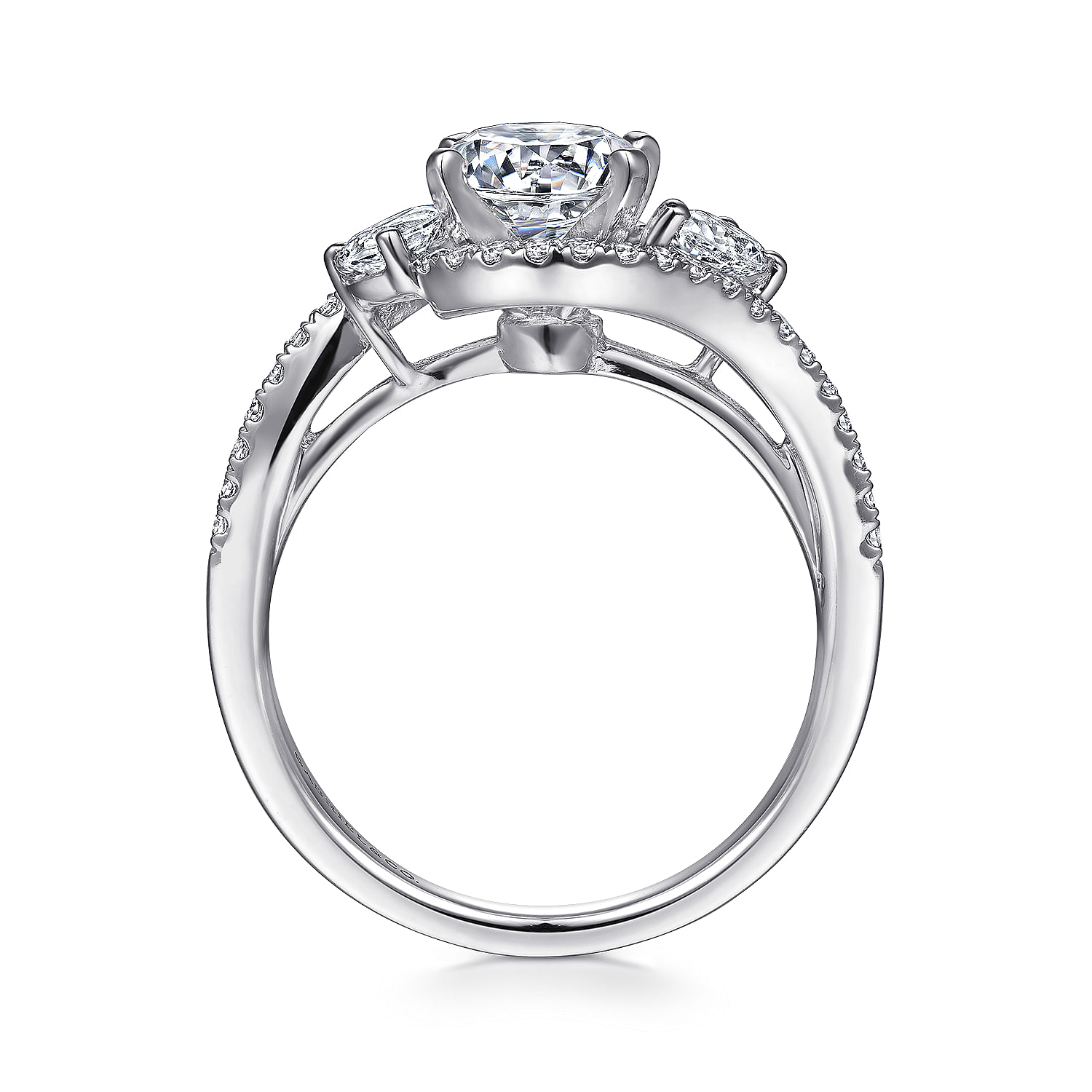 14k White Gold Diamond Bypass Engagement Ring angle 2 14k White Gold Diamond Bypass Engagement Ring angle 2