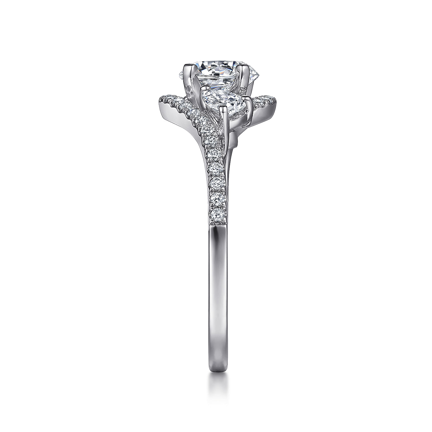 14k White Gold Diamond Bypass Engagement Ring angle 4 14k White Gold Diamond Bypass Engagement Ring angle 4