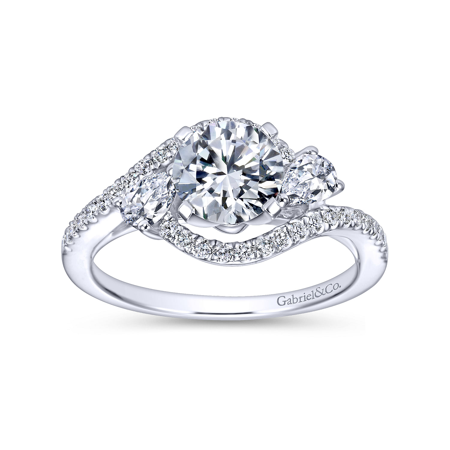 14k White Gold Diamond Bypass Engagement Ring angle 5 14k White Gold Diamond Bypass Engagement Ring angle 5