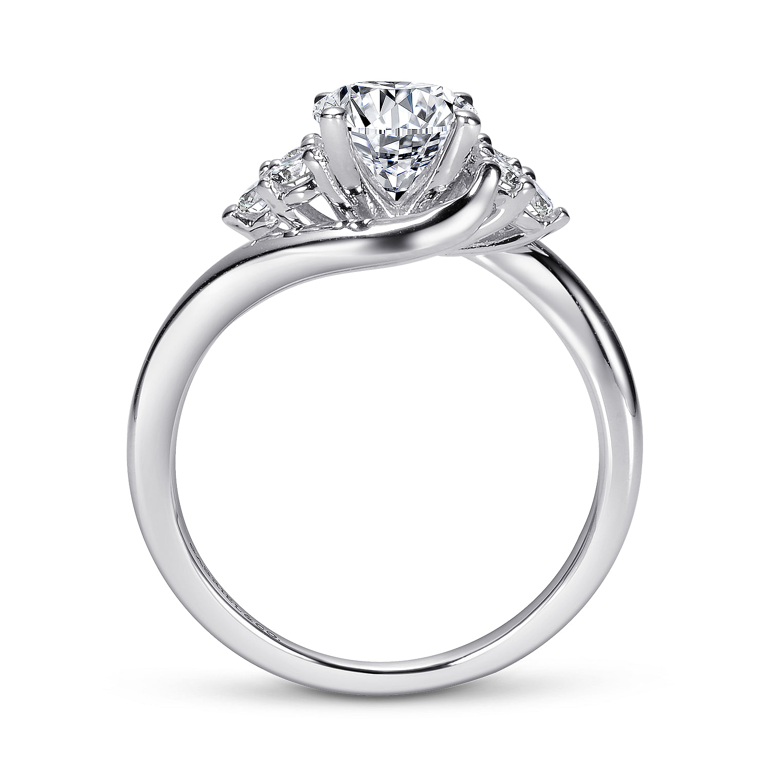 14k White Gold Diamond Bypass Engagement Ring angle 2 14k White Gold Diamond Bypass Engagement Ring angle 2