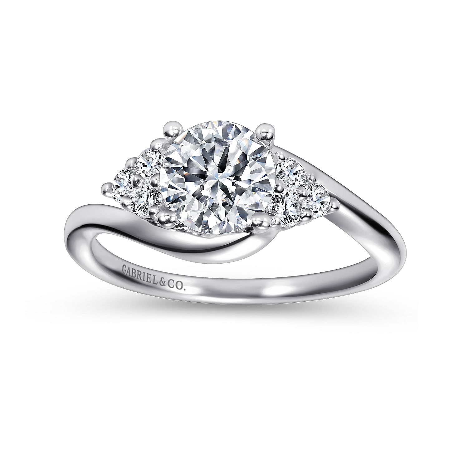 14k White Gold Diamond Bypass Engagement Ring angle 5 14k White Gold Diamond Bypass Engagement Ring angle 5