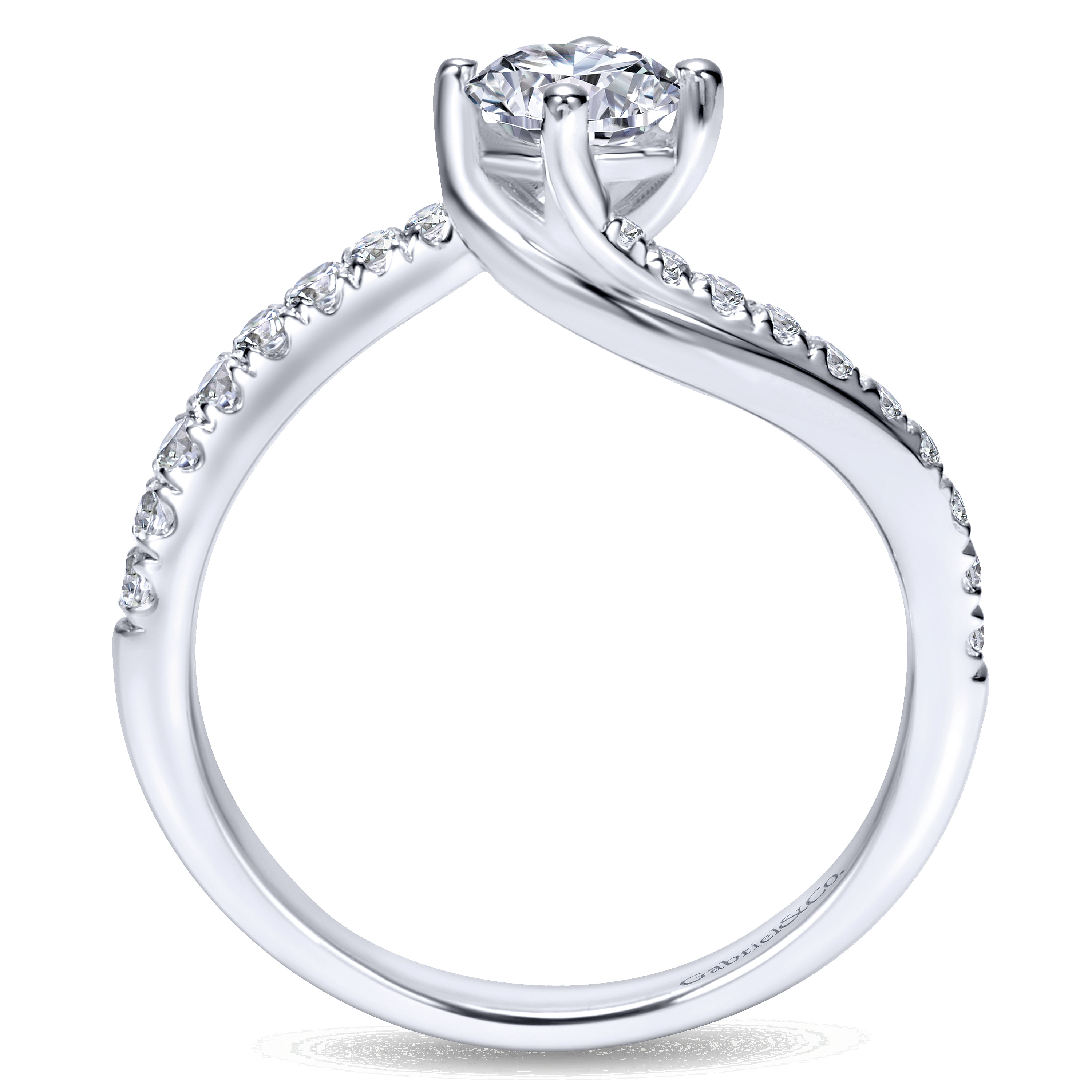 14k White Gold Diamond Bypass Engagement Ring angle 2 14k White Gold Diamond Bypass Engagement Ring angle 2