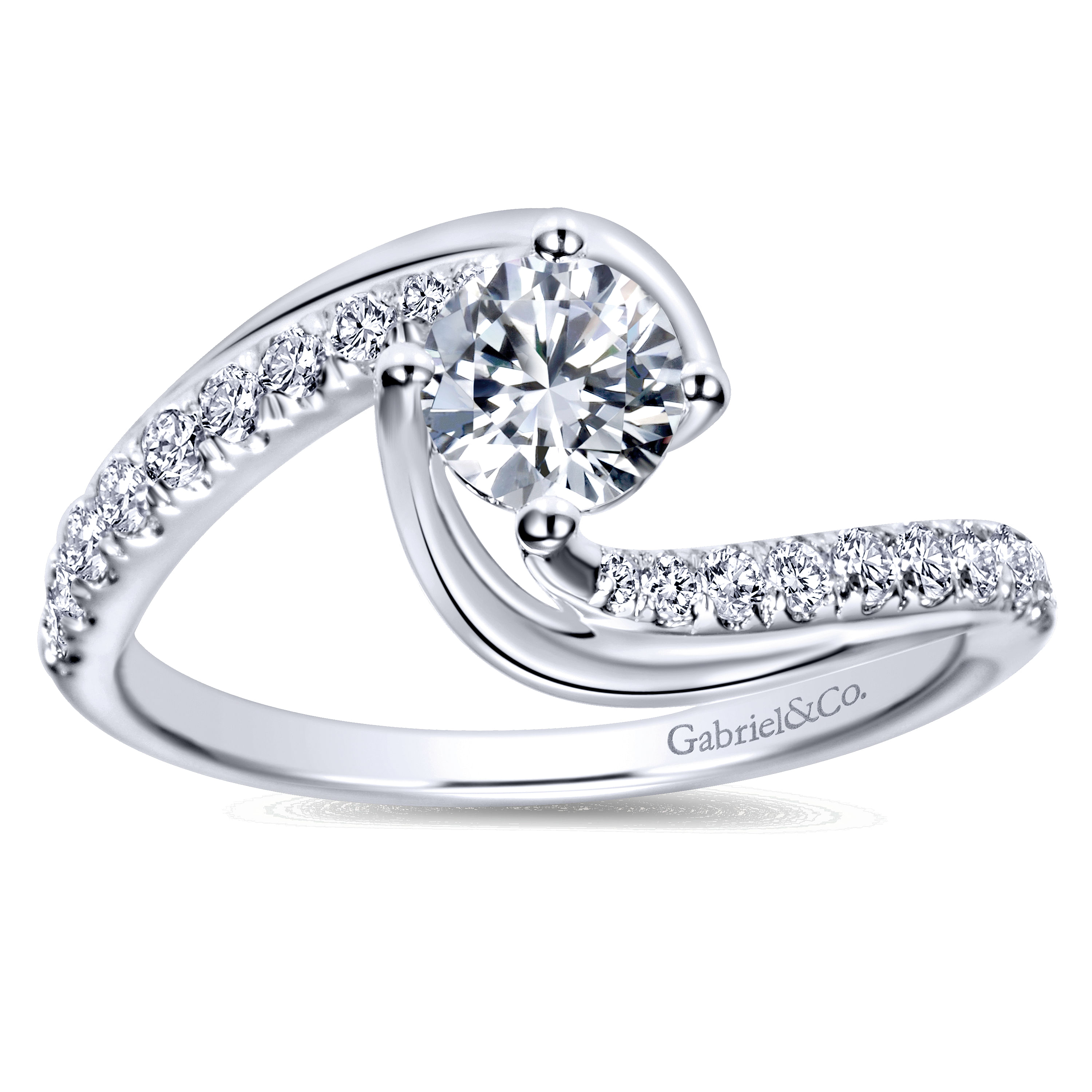 14k White Gold Diamond Bypass Engagement Ring angle 5 14k White Gold Diamond Bypass Engagement Ring angle 5