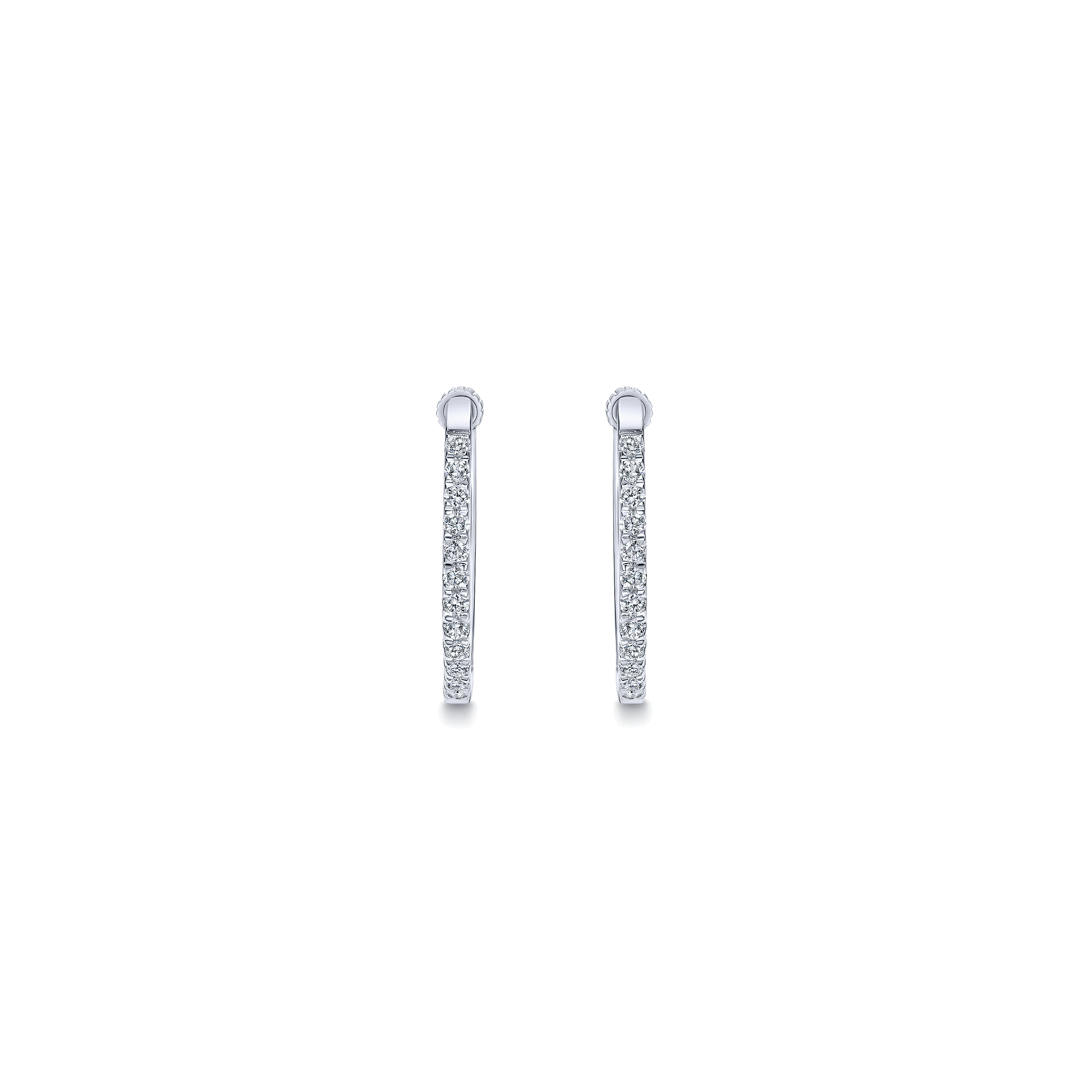 14k White Gold Diamond Classic Hoop Earrings angle 3 14k White Gold Diamond Classic Hoop Earrings angle 3
