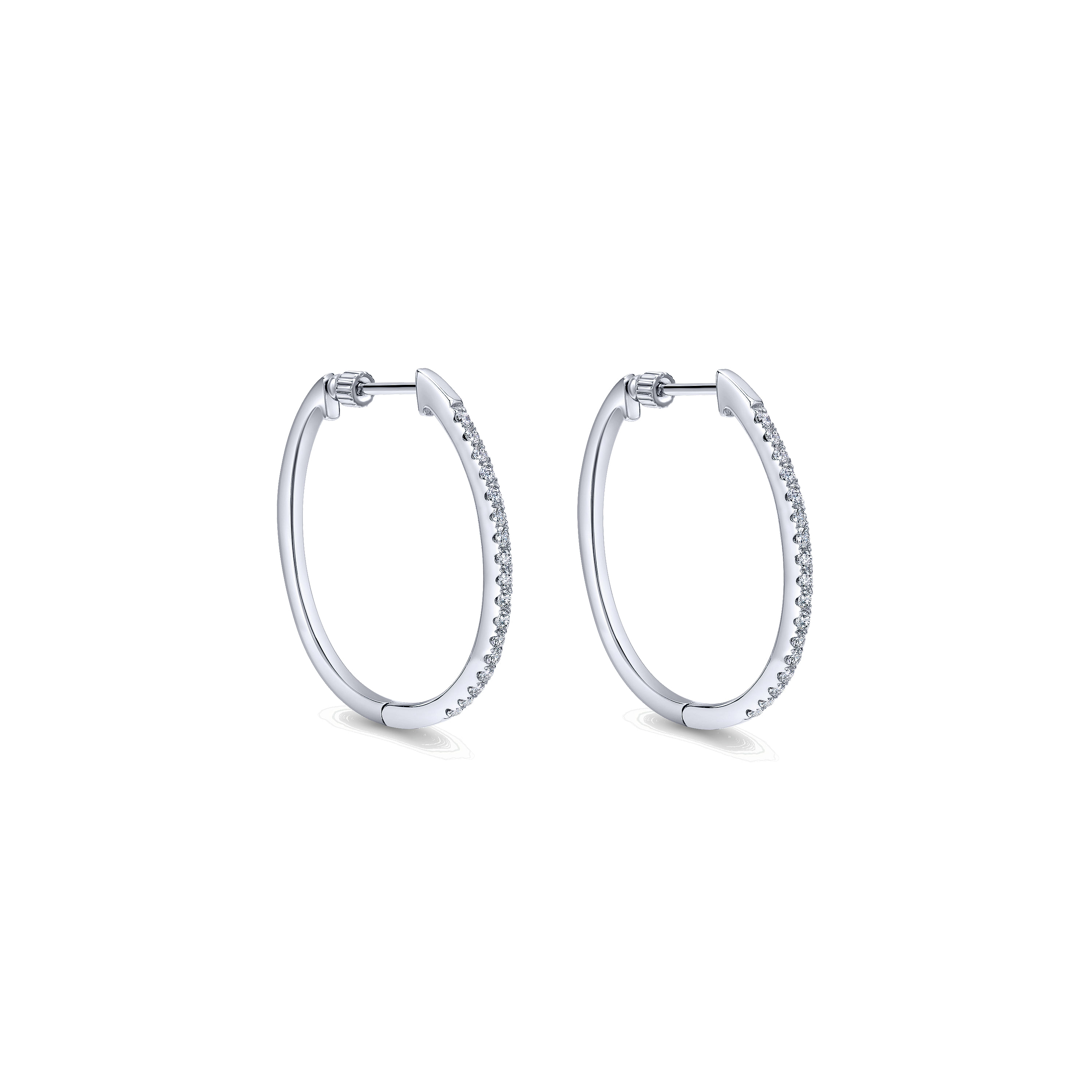 14k White Gold Diamond Classic Hoop 14k White Gold Diamond Classic Hoop
