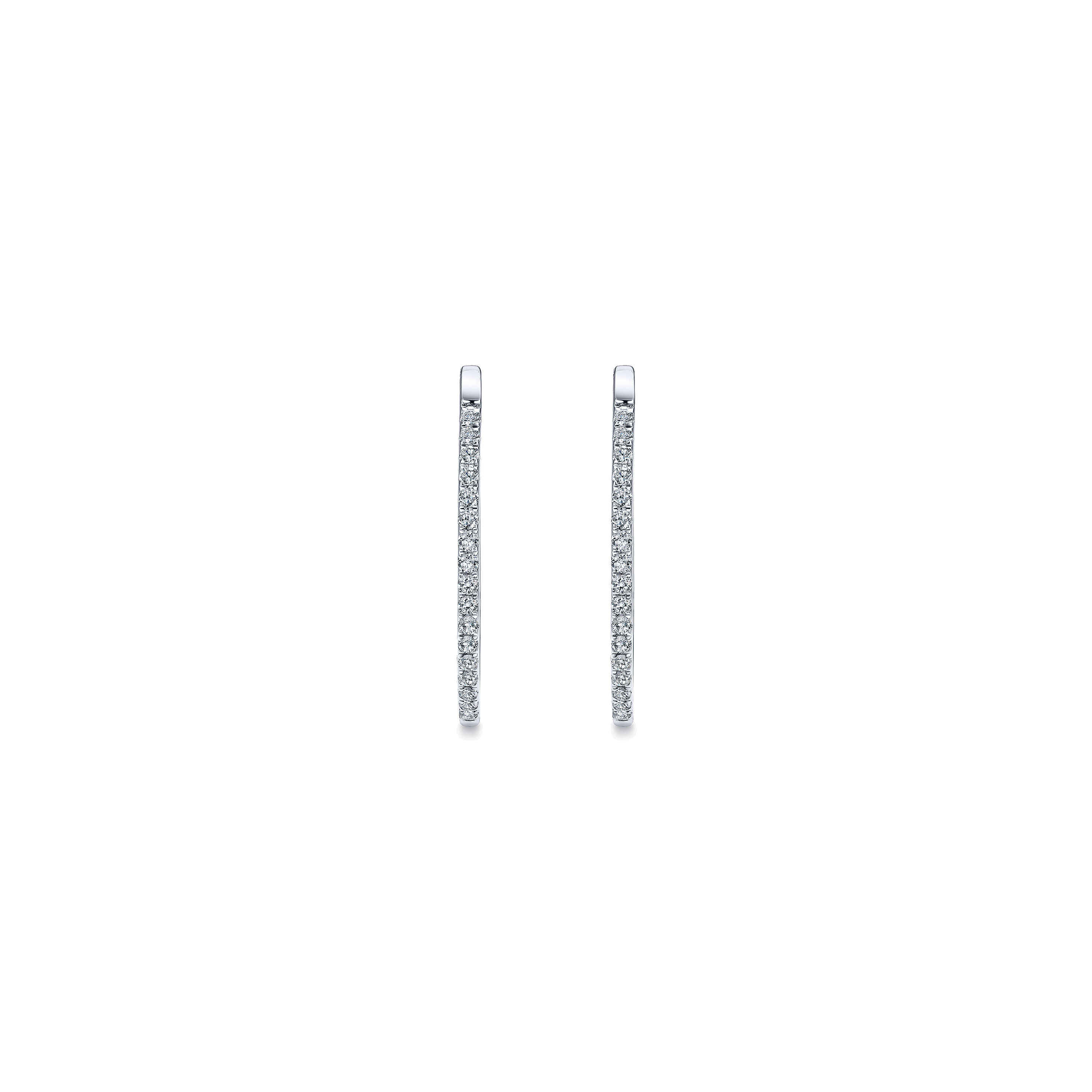 14k White Gold Diamond Classic Hoop Earrings angle 3 14k White Gold Diamond Classic Hoop Earrings angle 3