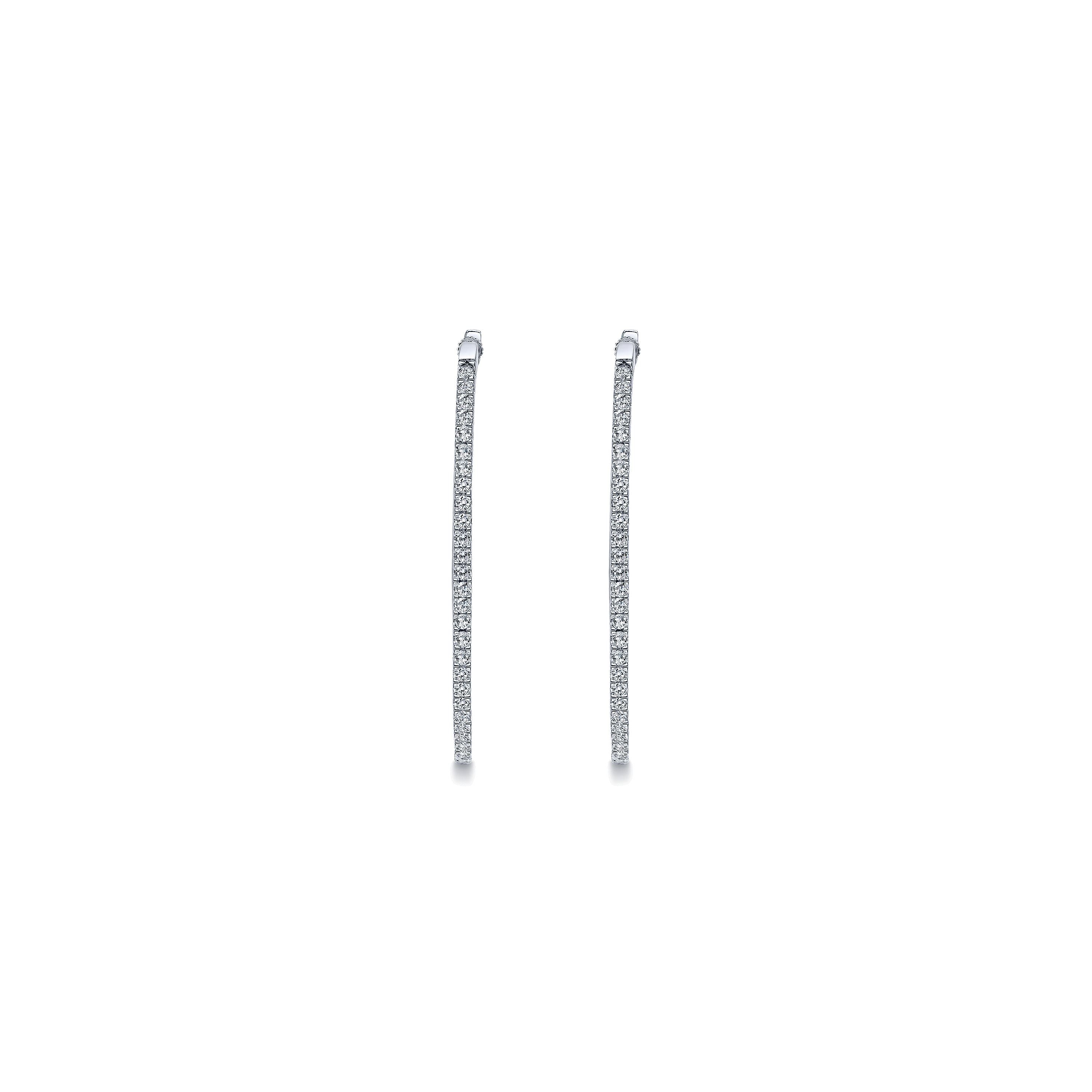 14k White Gold Diamond Classic Hoop Earrings angle 3 14k White Gold Diamond Classic Hoop Earrings angle 3