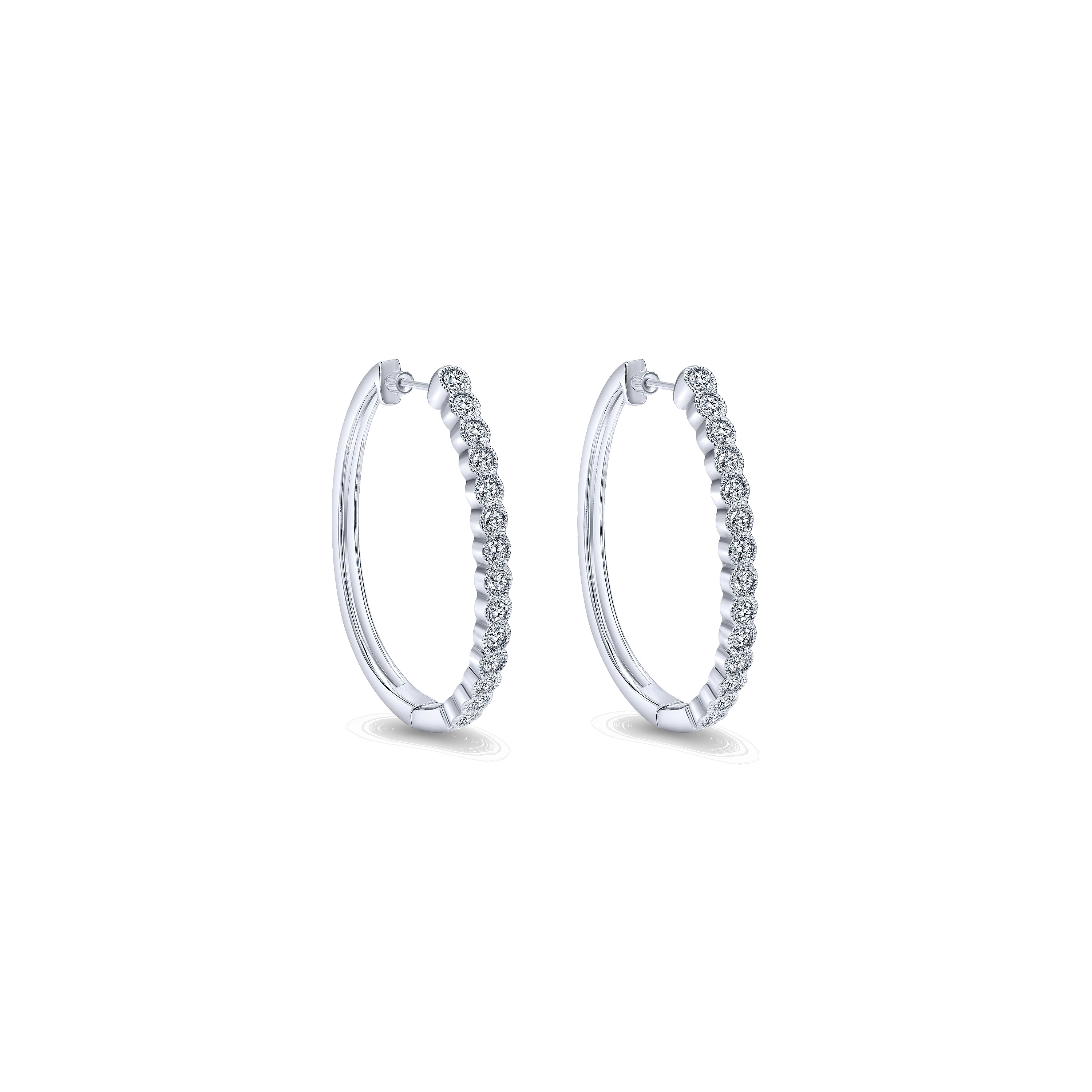 14k White Gold Diamond Classic Hoop 14k White Gold Diamond Classic Hoop