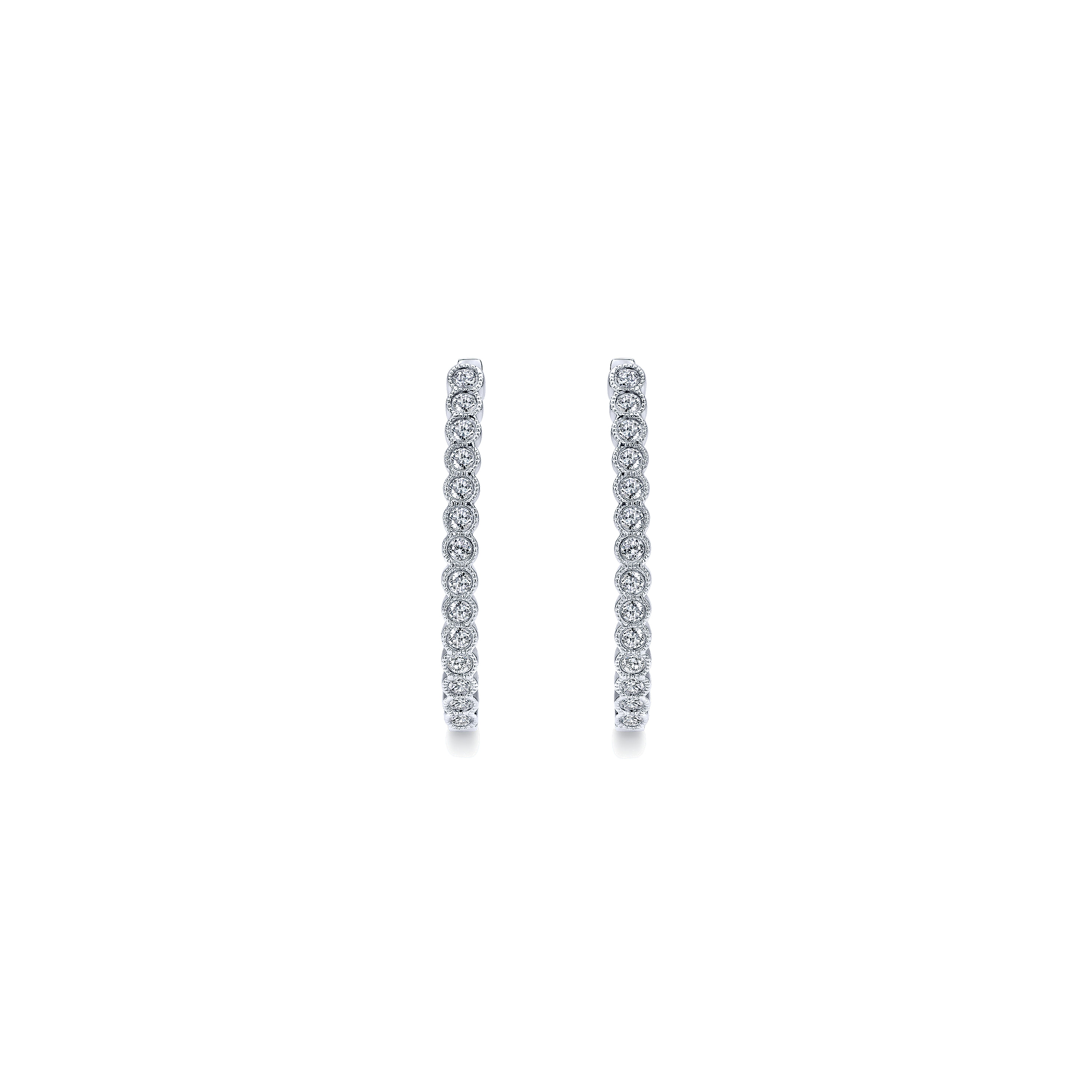 14k White Gold Diamond Classic Hoop Earrings angle 3 14k White Gold Diamond Classic Hoop Earrings angle 3