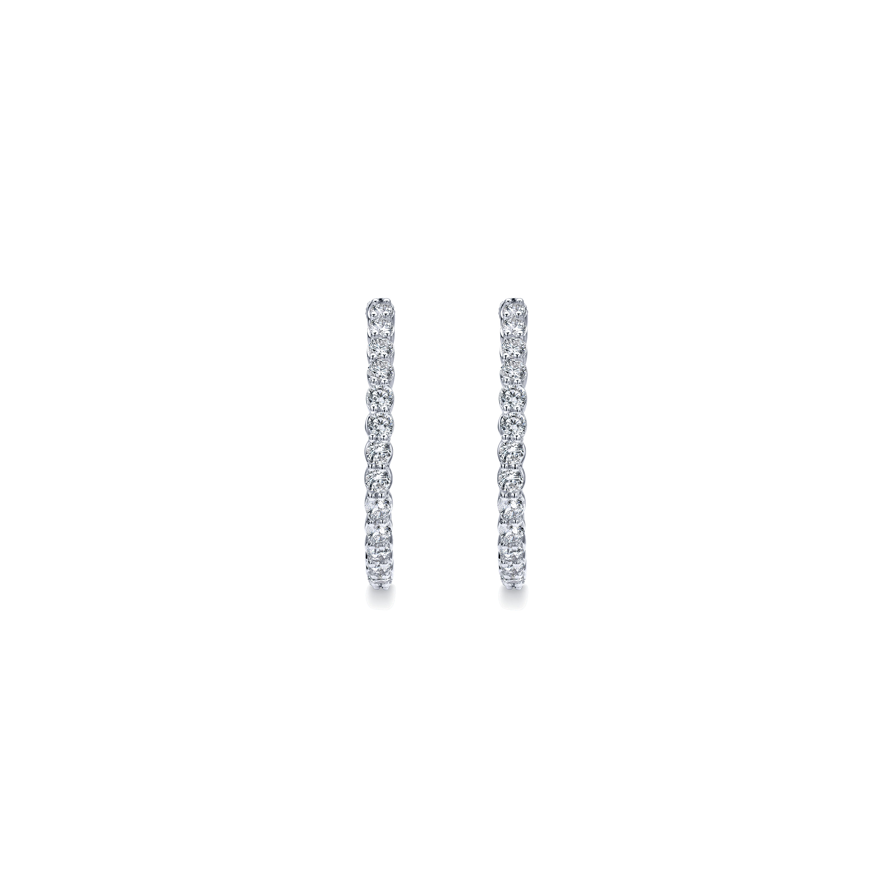 14k White Gold Diamond Classic Hoop Earrings angle 3 14k White Gold Diamond Classic Hoop Earrings angle 3